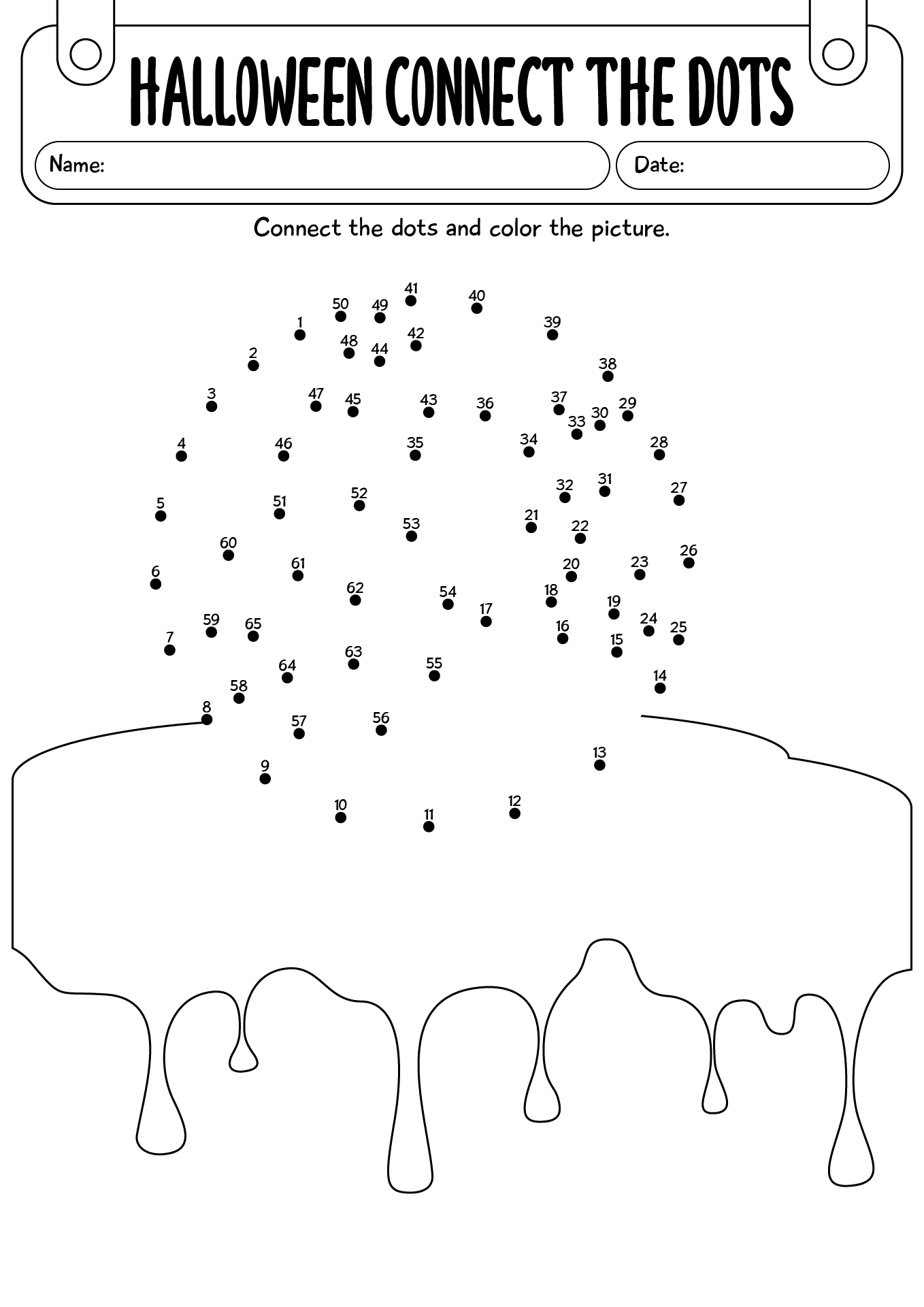 Halloween Connect The Dots For Preschool Worksheet