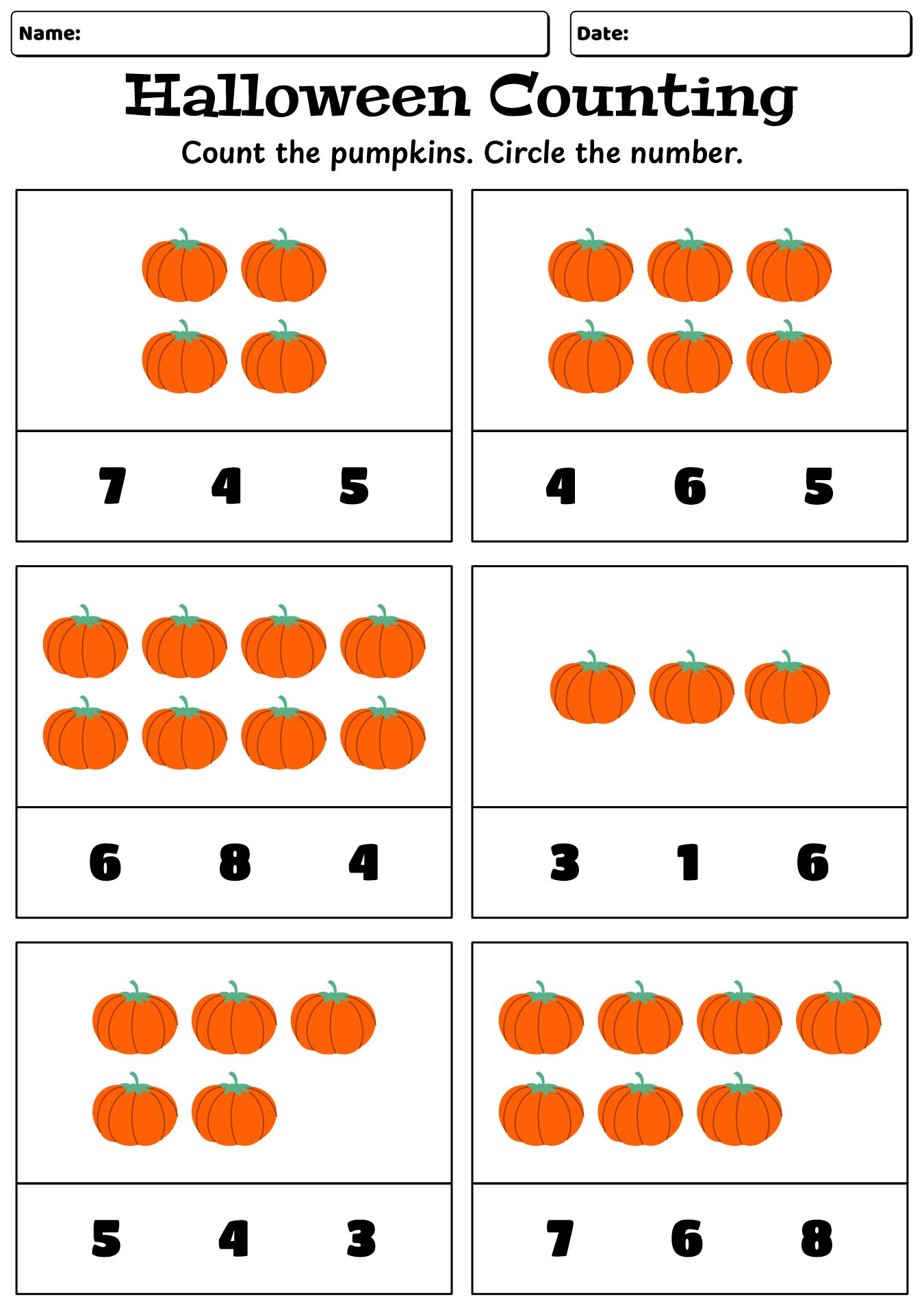 Halloween Counting Games for 2nd Grade