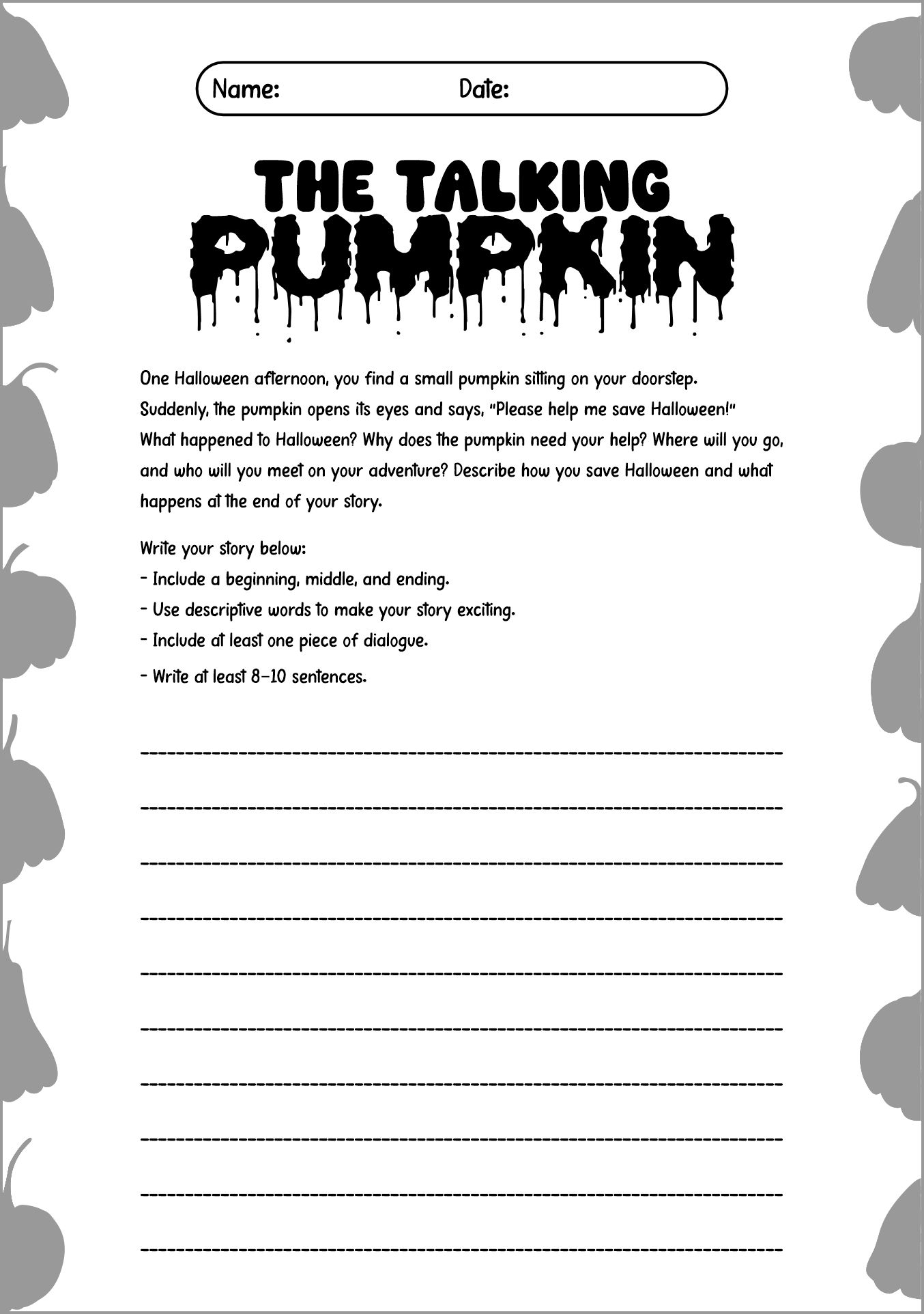 Halloween Creative Writing Prompts for 4th Graders