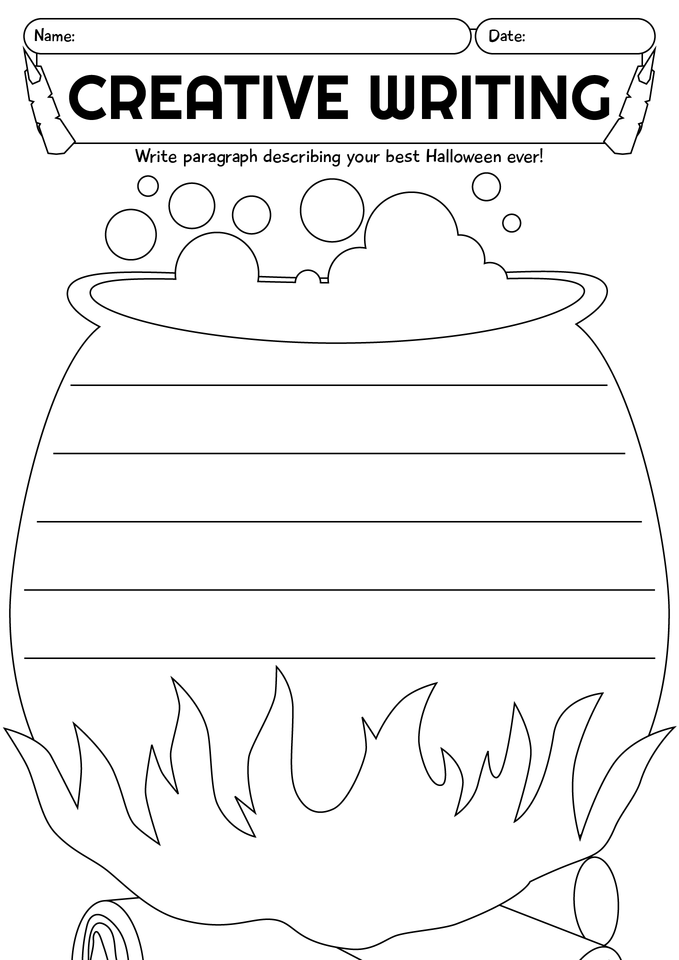 Halloween Creative Writing Worksheet For 4th Grade