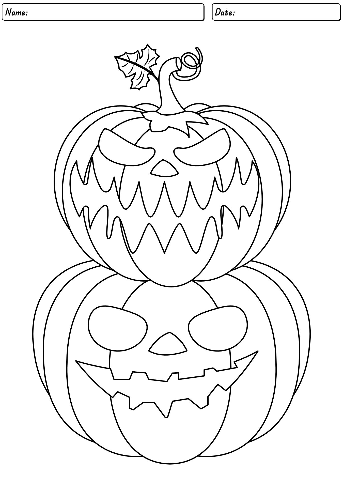 Halloween Creepy Pumpkin Coloring Sheets for Young Learners