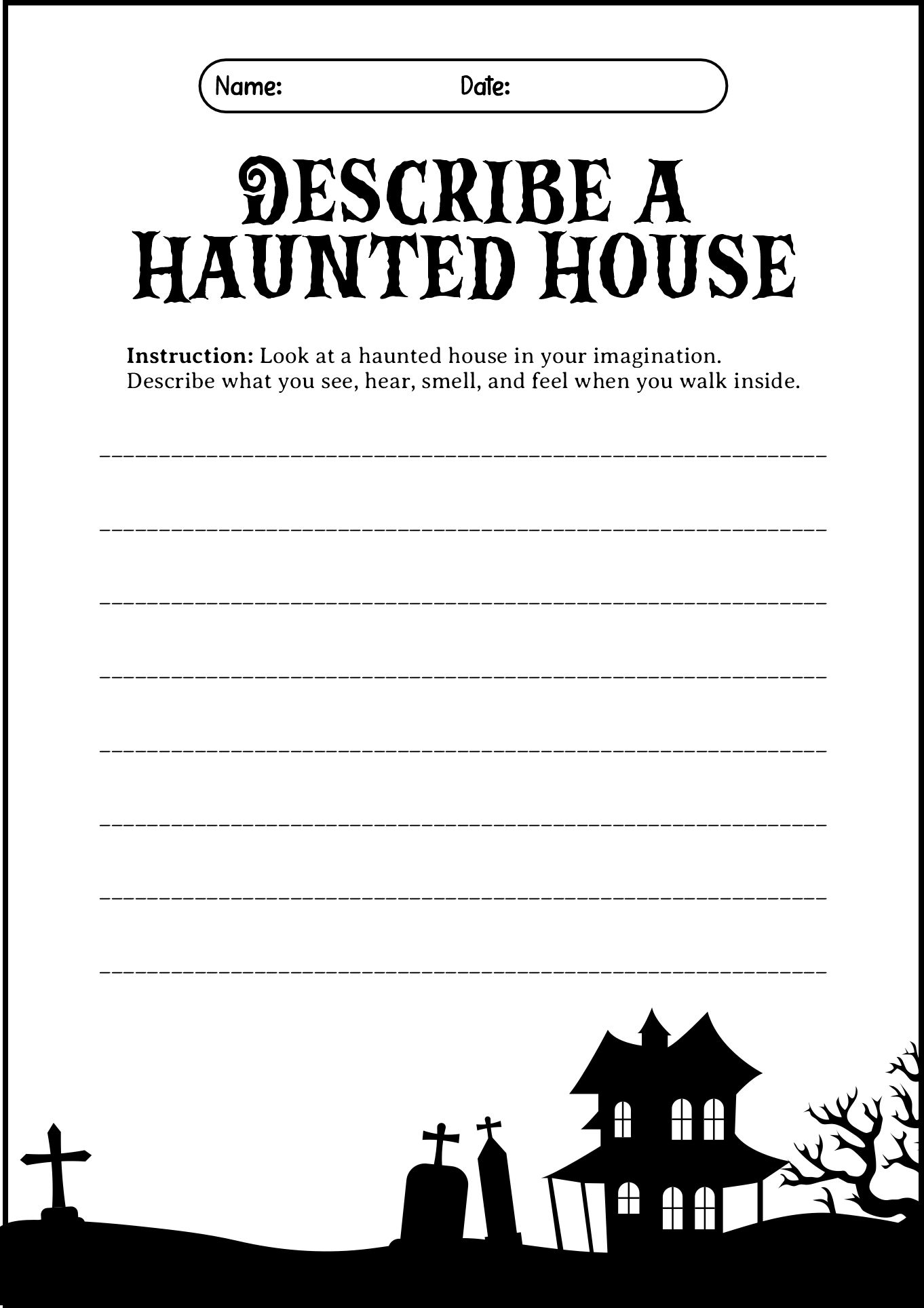 Halloween Descriptive Writing Tasks for Grade 4