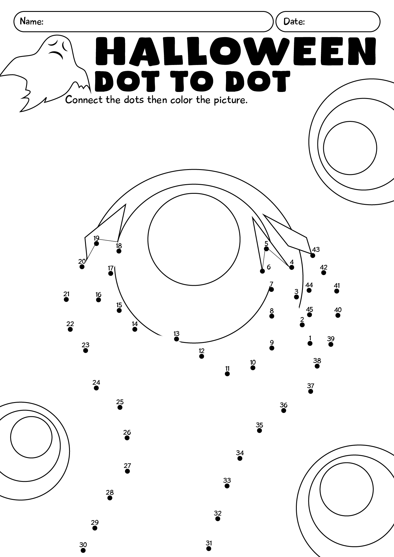 Halloween Dot To Dot Printable Worksheet