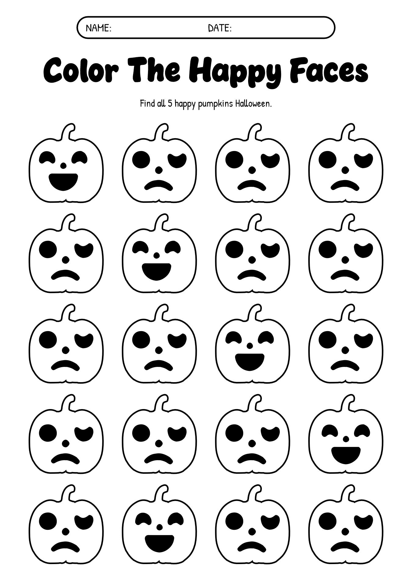 Halloween Emotions Activity Sheet
