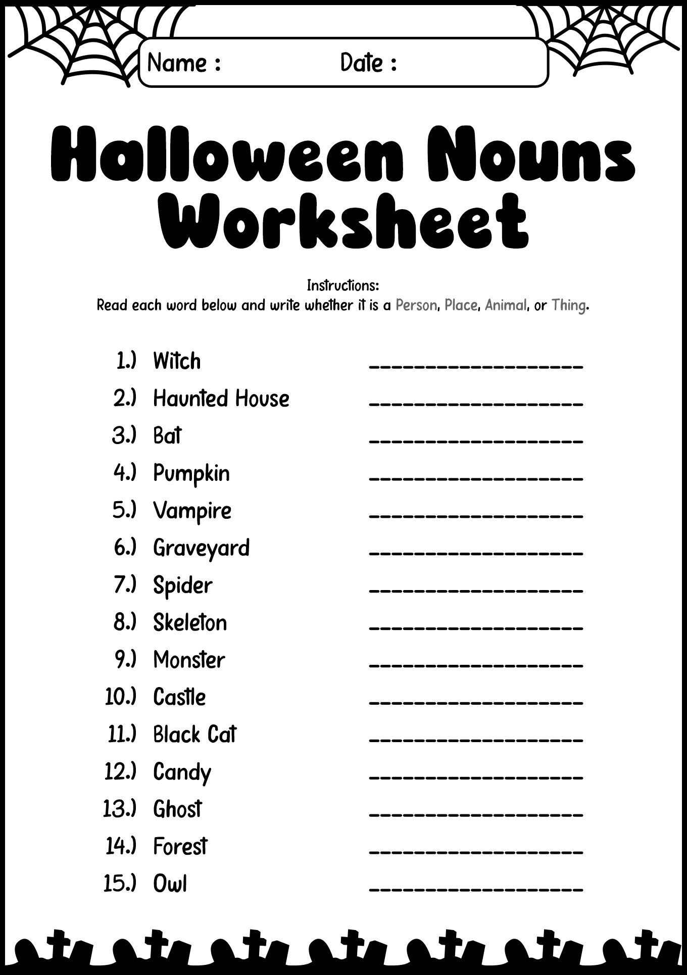 Halloween English Grammar Worksheets
