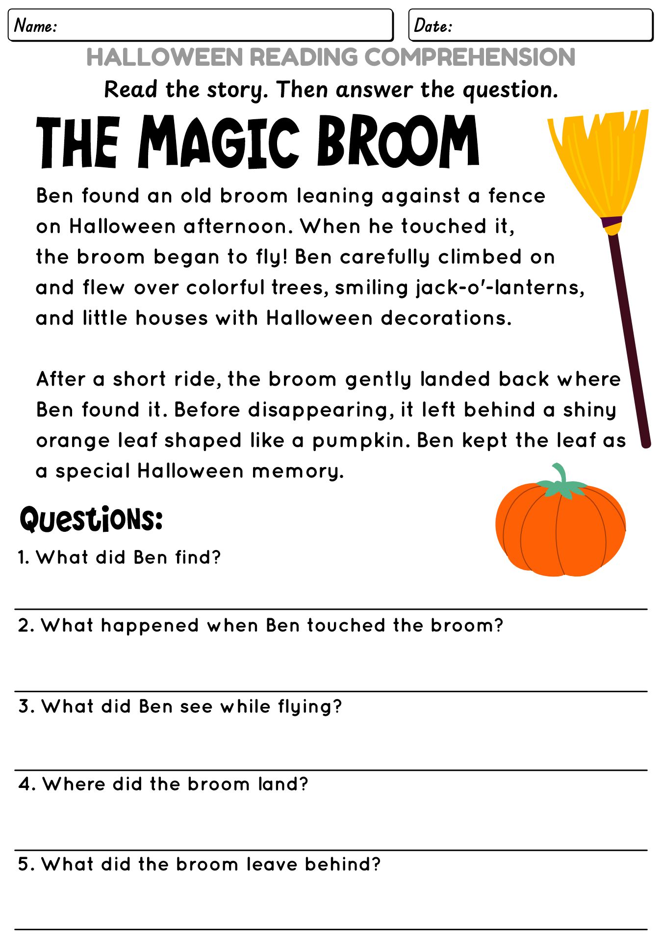 Halloween ESL Reading Worksheets