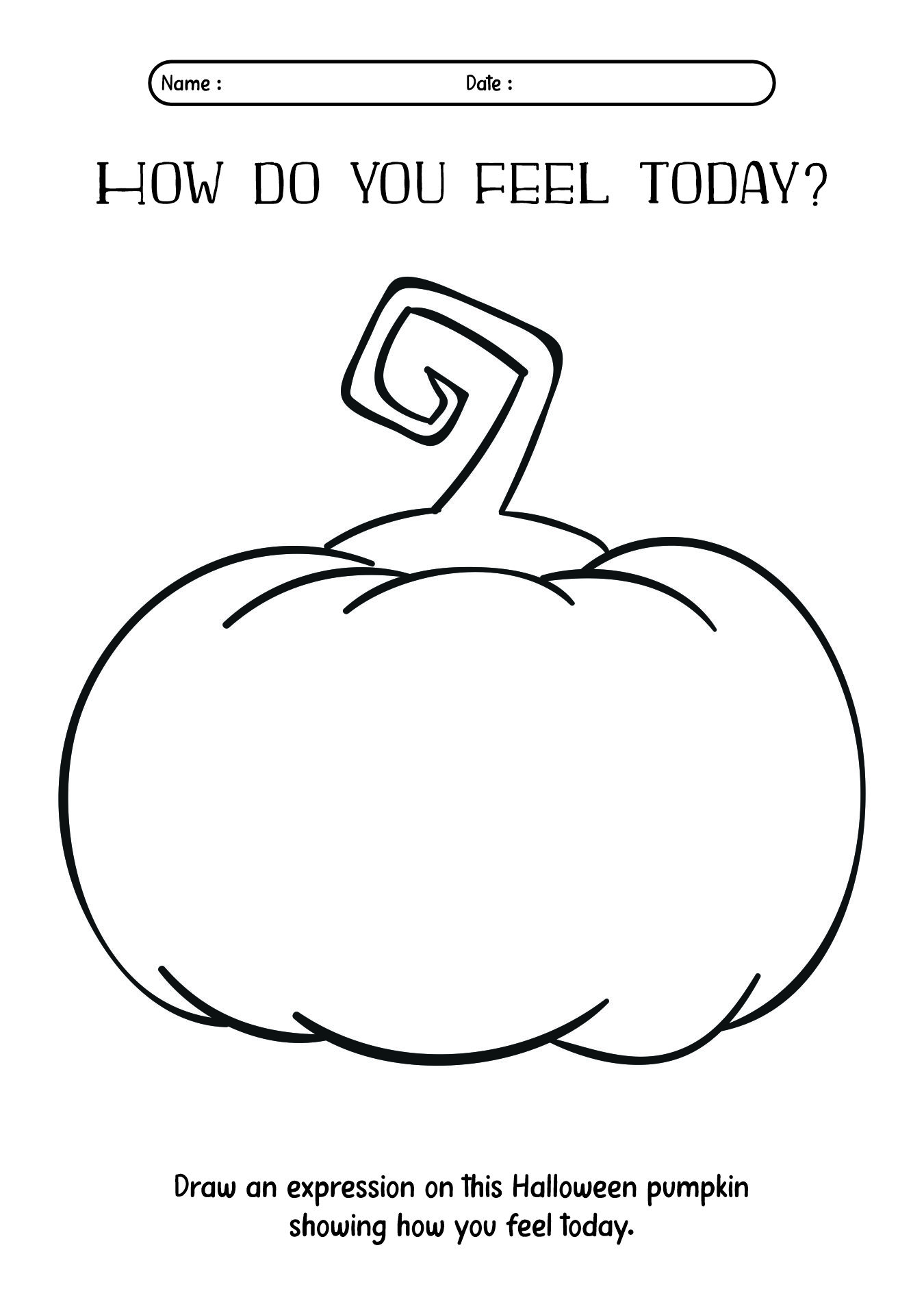 Halloween Feelings and Faces Worksheet