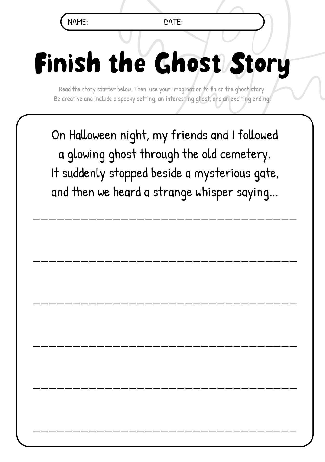 Halloween Ghost Story Writing Worksheets