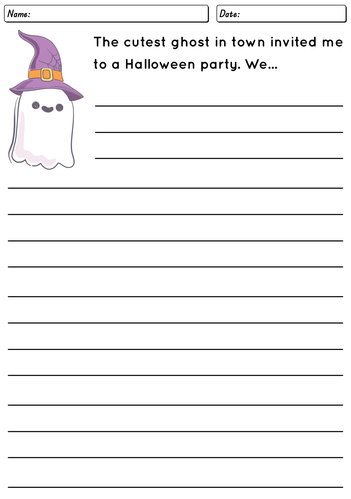 Halloween Ghost Writing Activities for 1st Grade