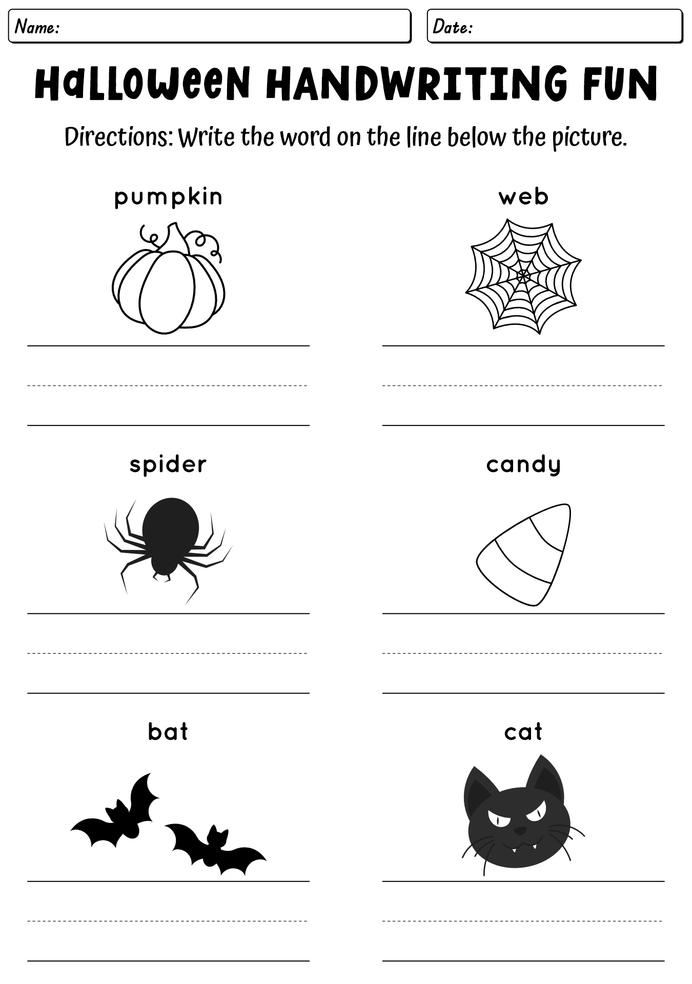 Halloween Handwriting Worksheet For Kids
