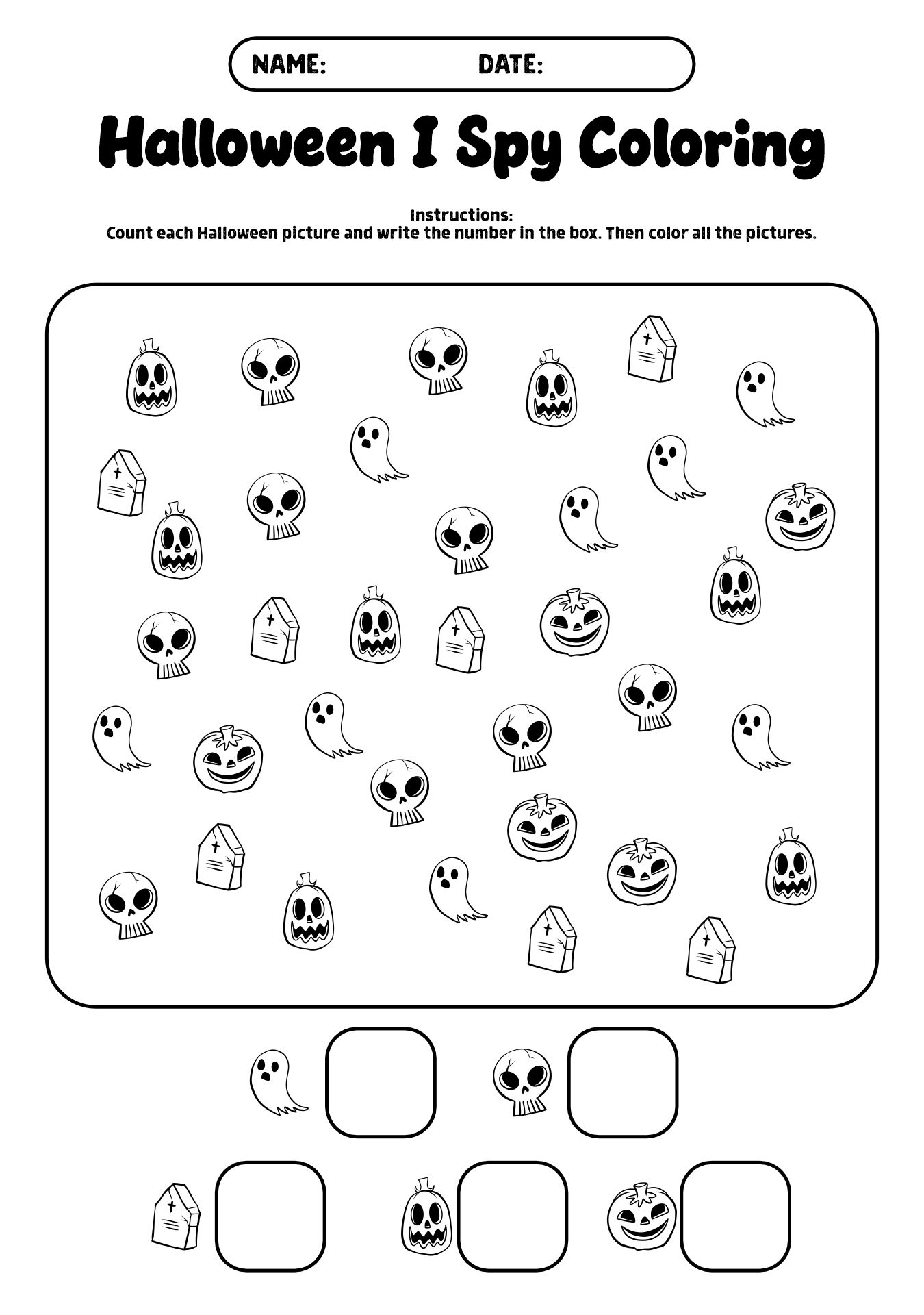 Halloween I Spy Coloring Worksheet