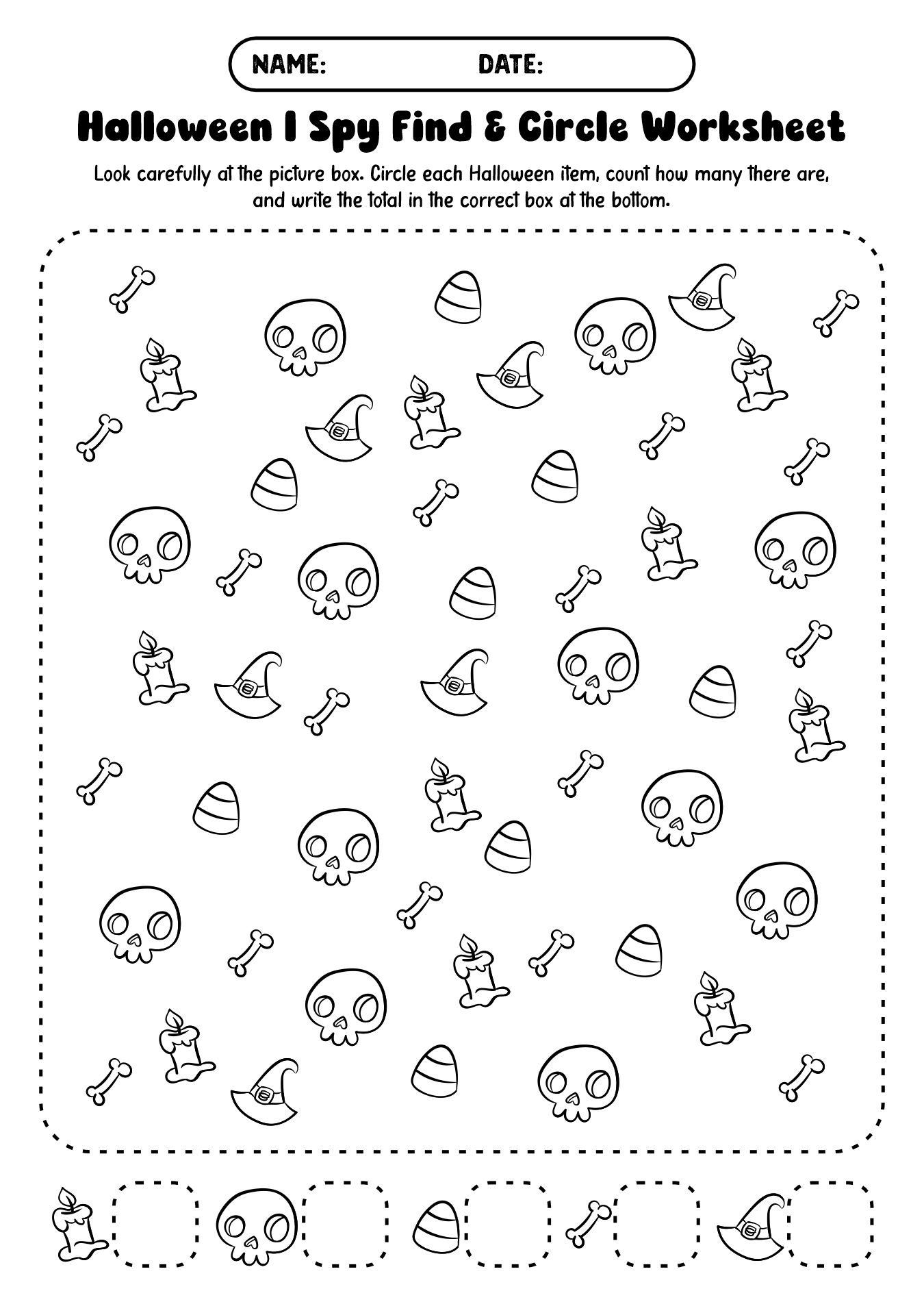 Halloween I Spy Find and Circle Worksheet