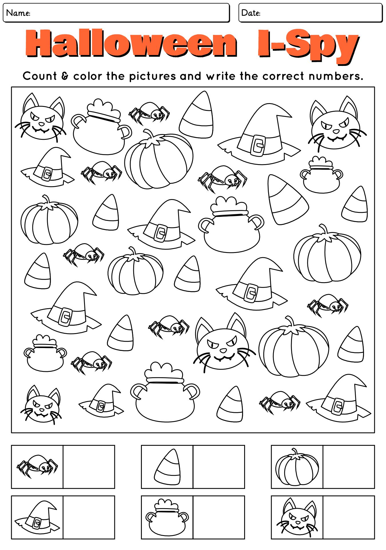 Halloween I Spy Halloween Worksheet For Preschool