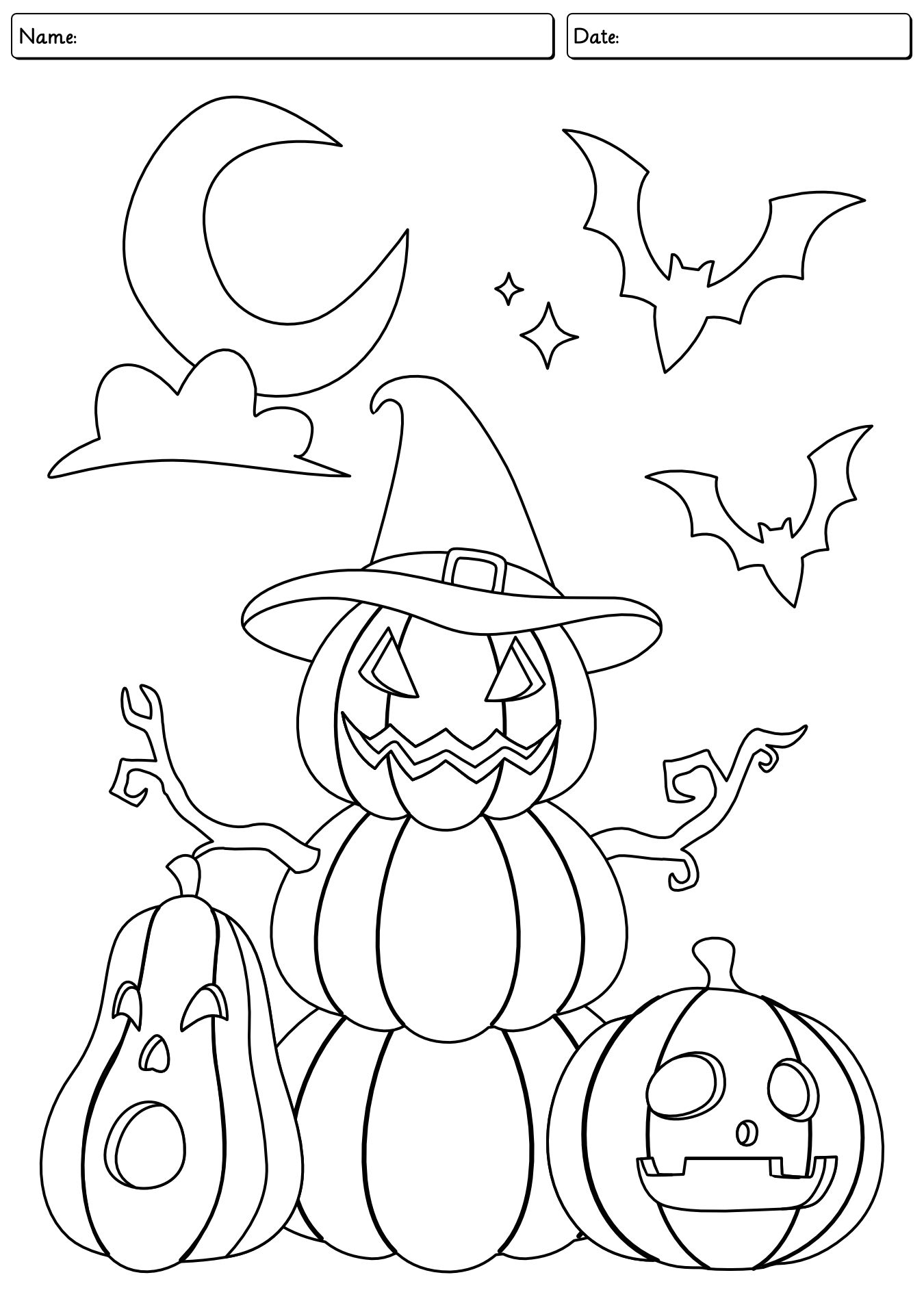 Halloween Jack O Lantern Coloring Worksheets for Children