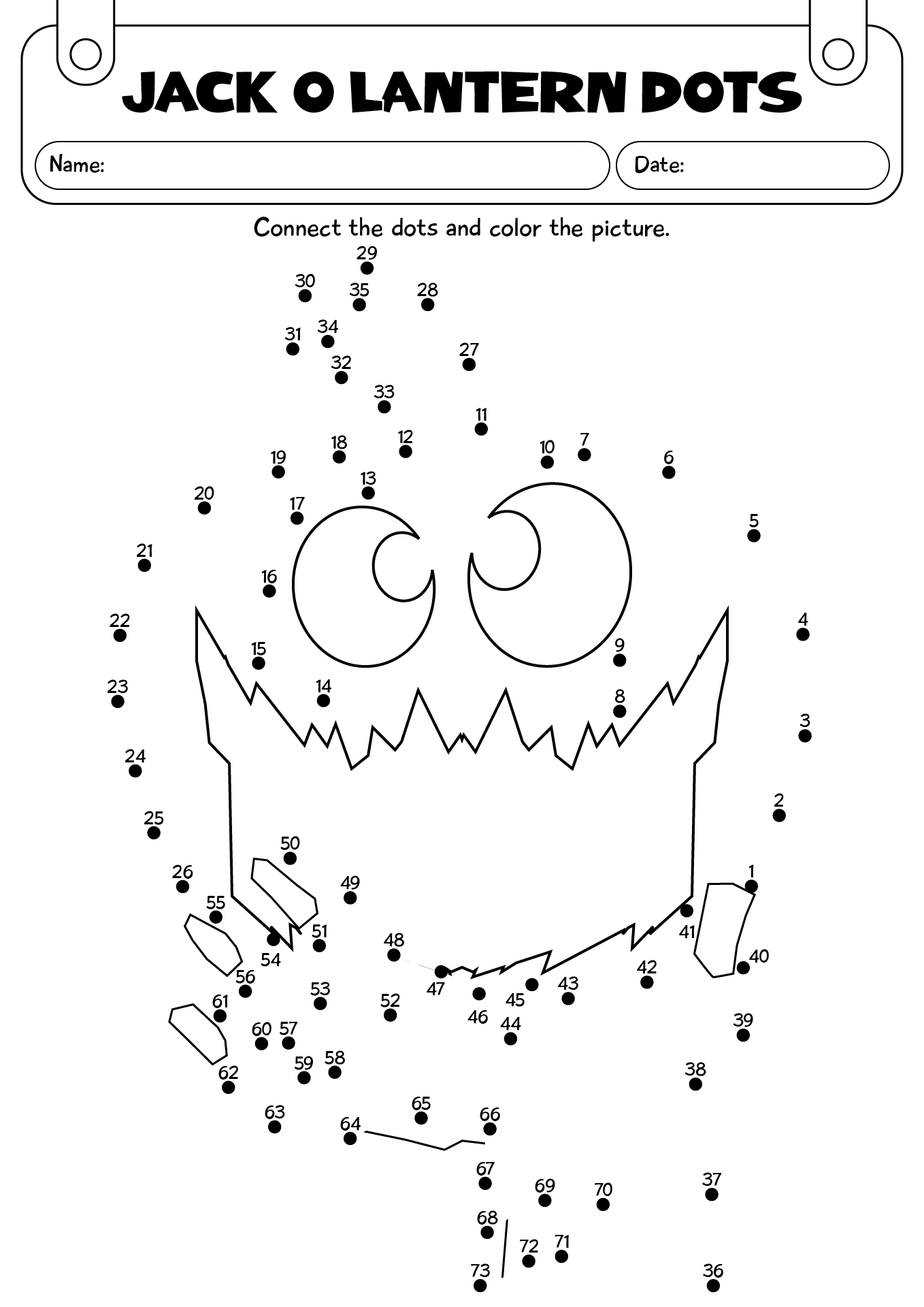 Halloween Jack O Lantern Dots Activity For Kids