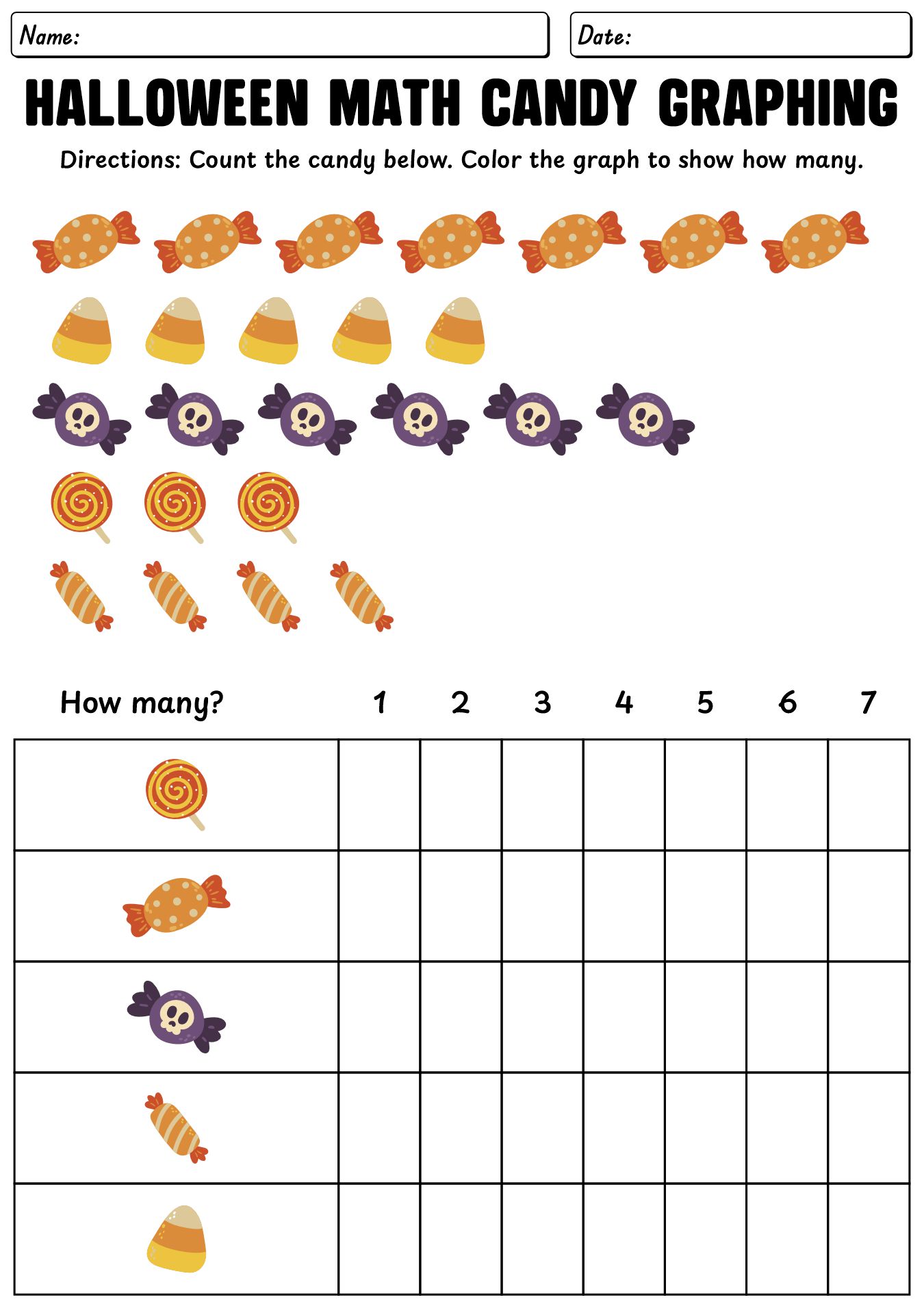 Halloween Math Candy Graphing Worksheet