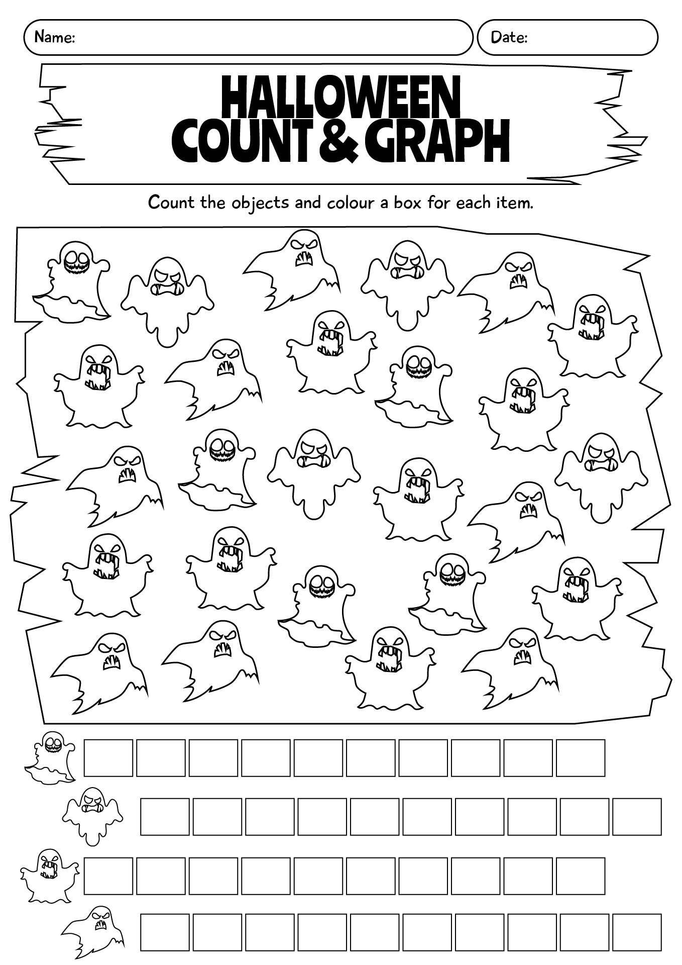 Halloween Math Worksheets Count And Graph