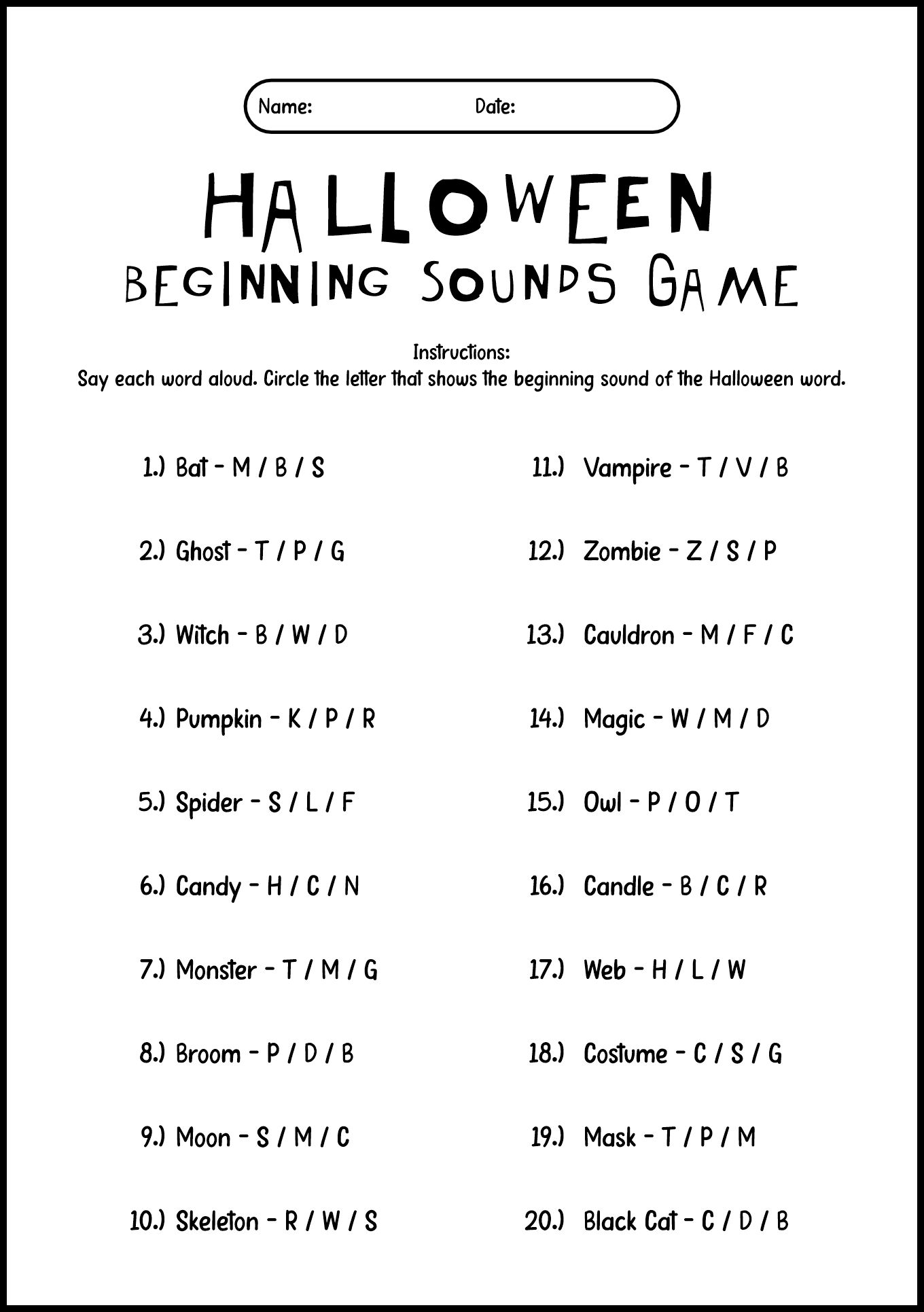 Halloween Phonics Games for Second Grade Students