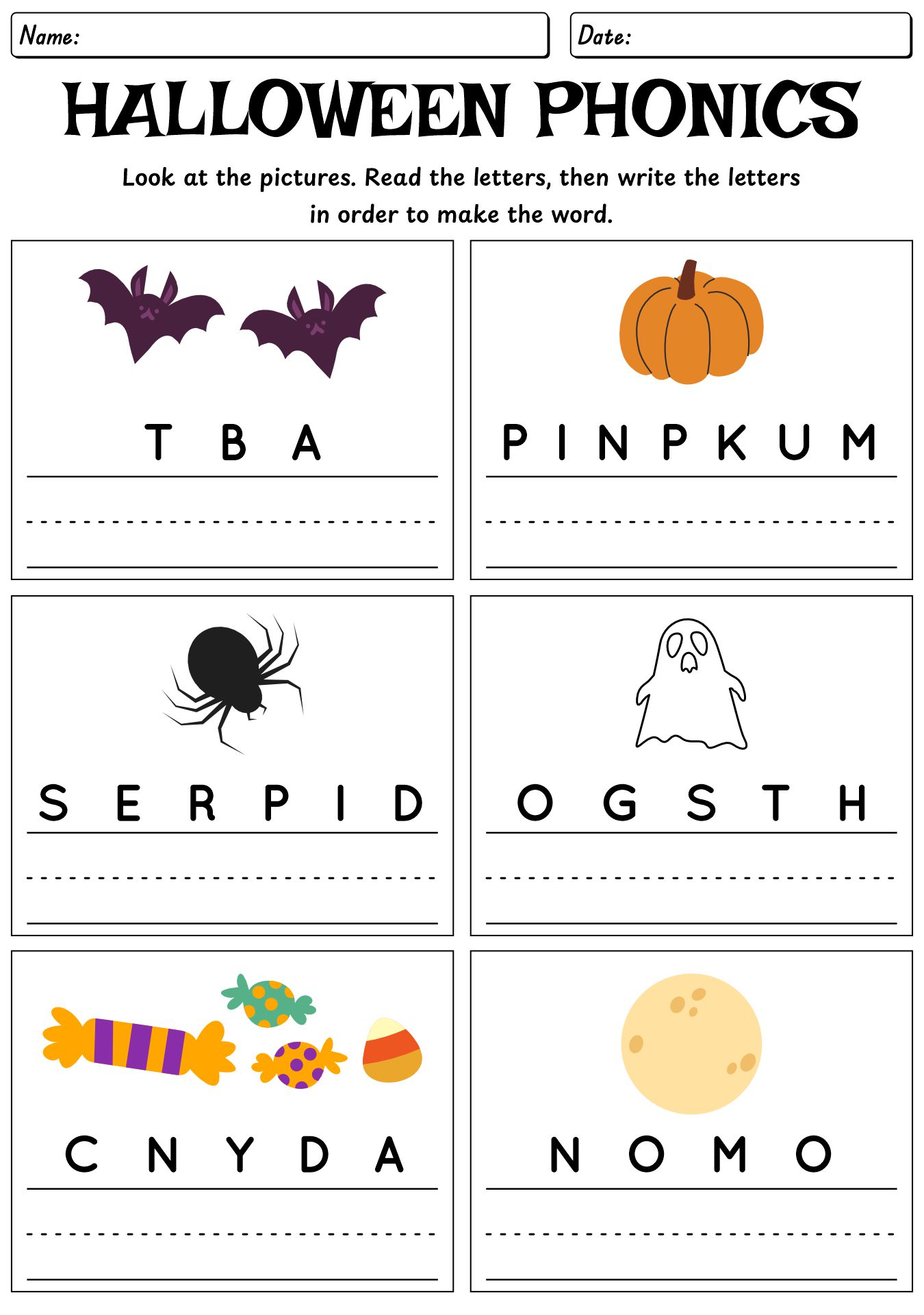 Halloween Phonics Worksheets For 1st Grade