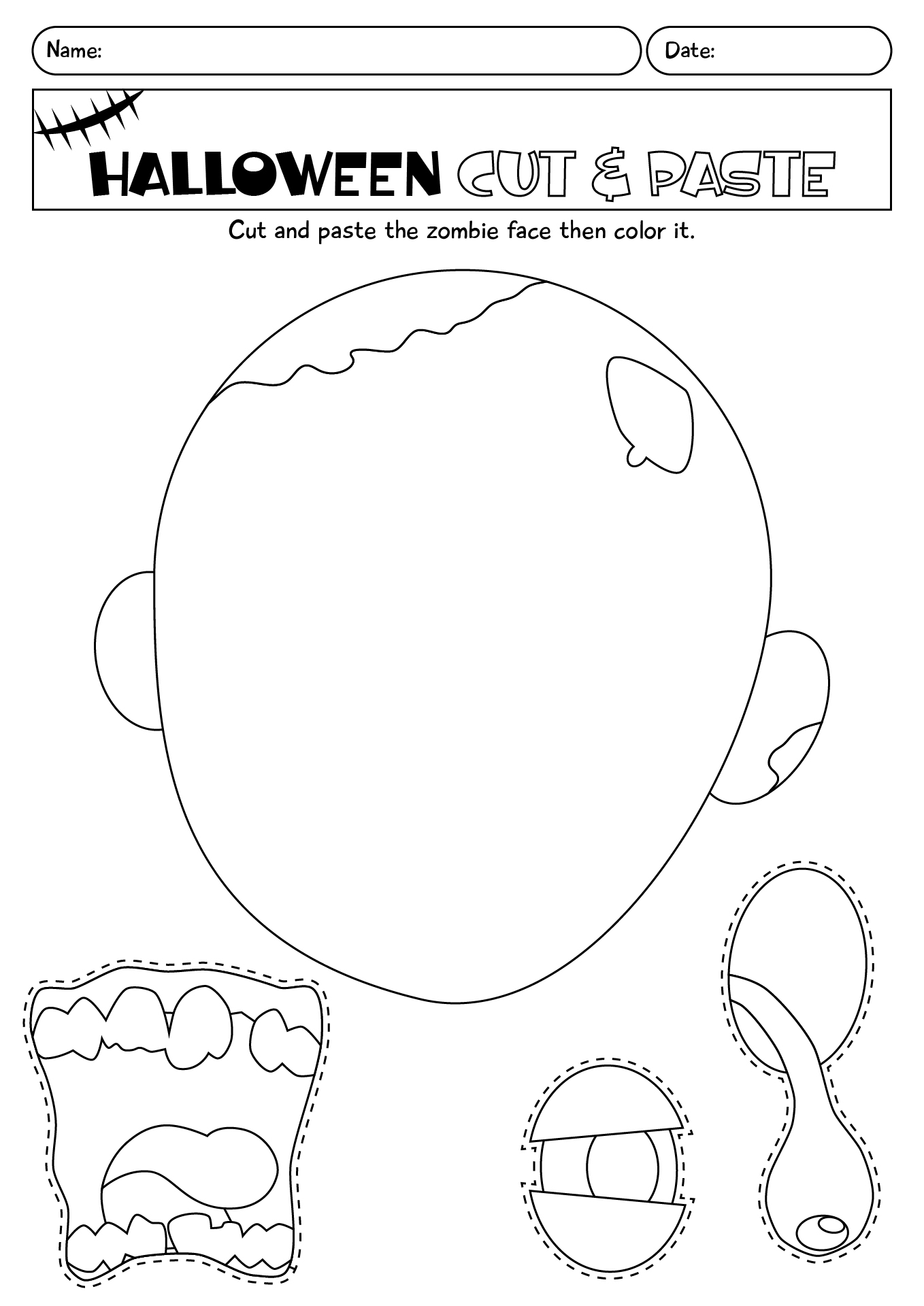 Halloween Pictures Cut And Paste Worksheet