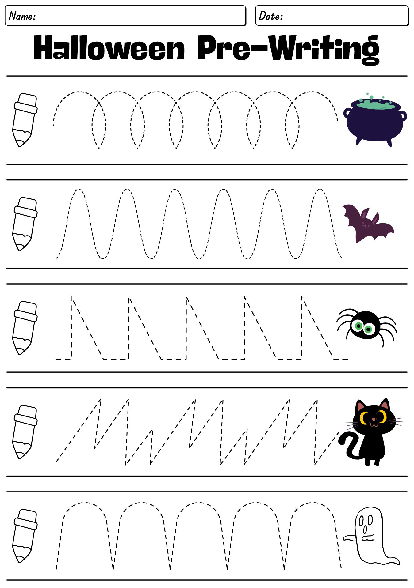 Halloween Pre-Writing Worksheet