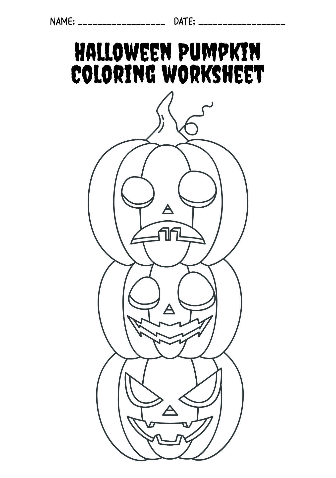Halloween Pumpkin Coloring Worksheets for Children
