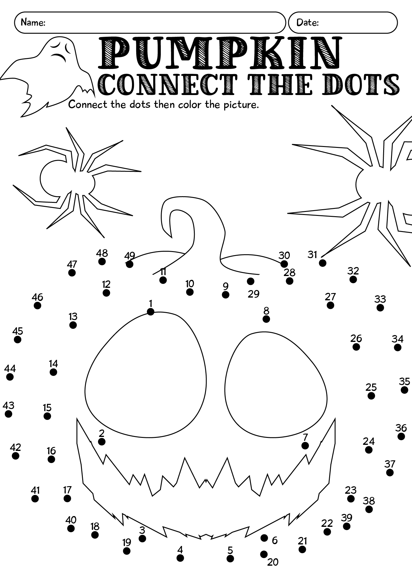Halloween Pumpkin Connect The Dots Worksheet