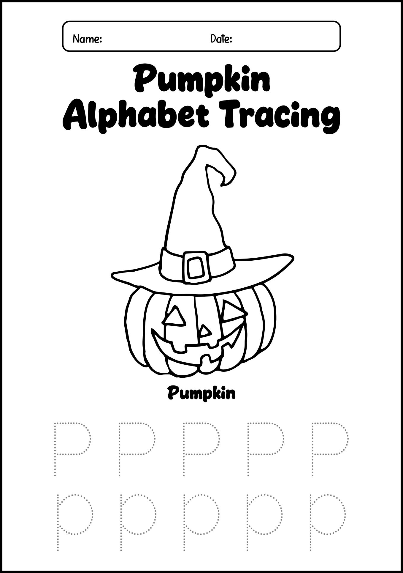 Halloween Pumpkin Letter Tracing Worksheets