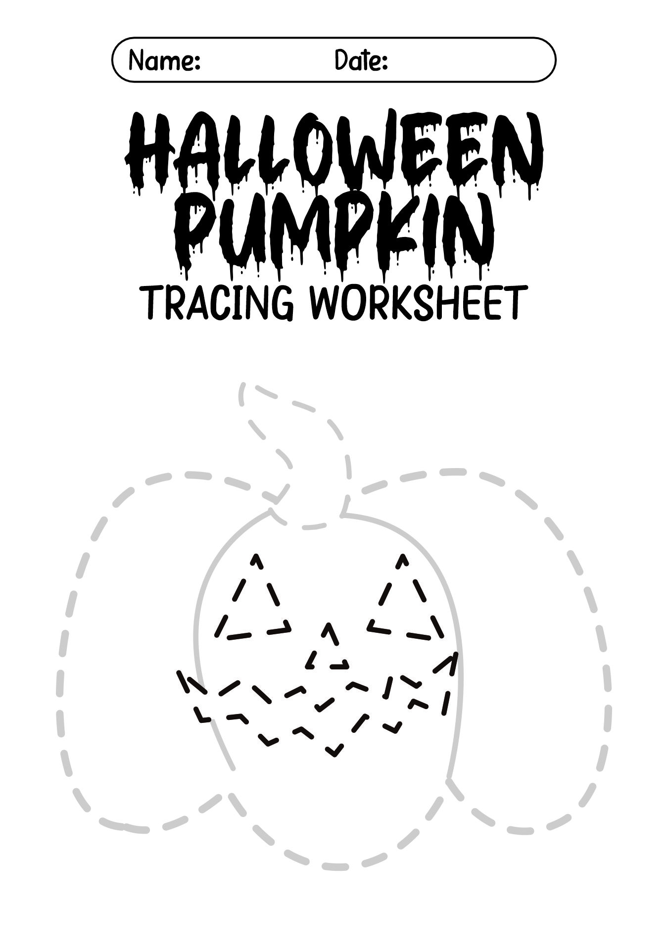 Halloween Pumpkin Tracing Sheet