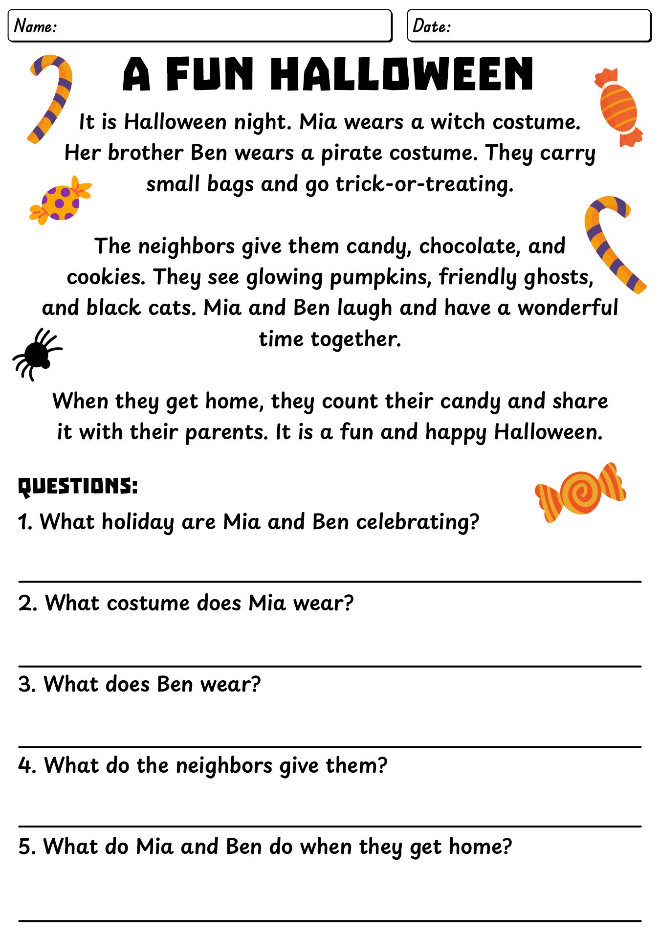 Halloween Reading Activities for Elementary Students