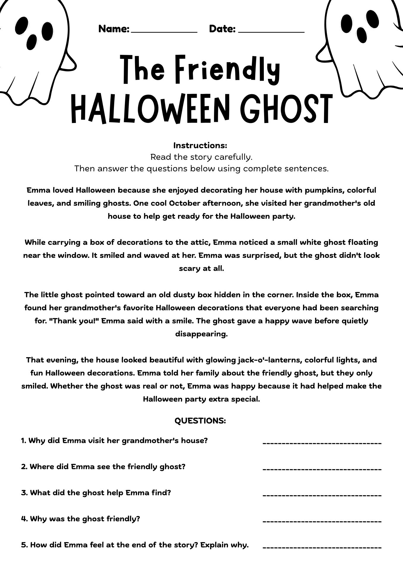 Halloween Reading Comprehension Worksheets 3rd Grade