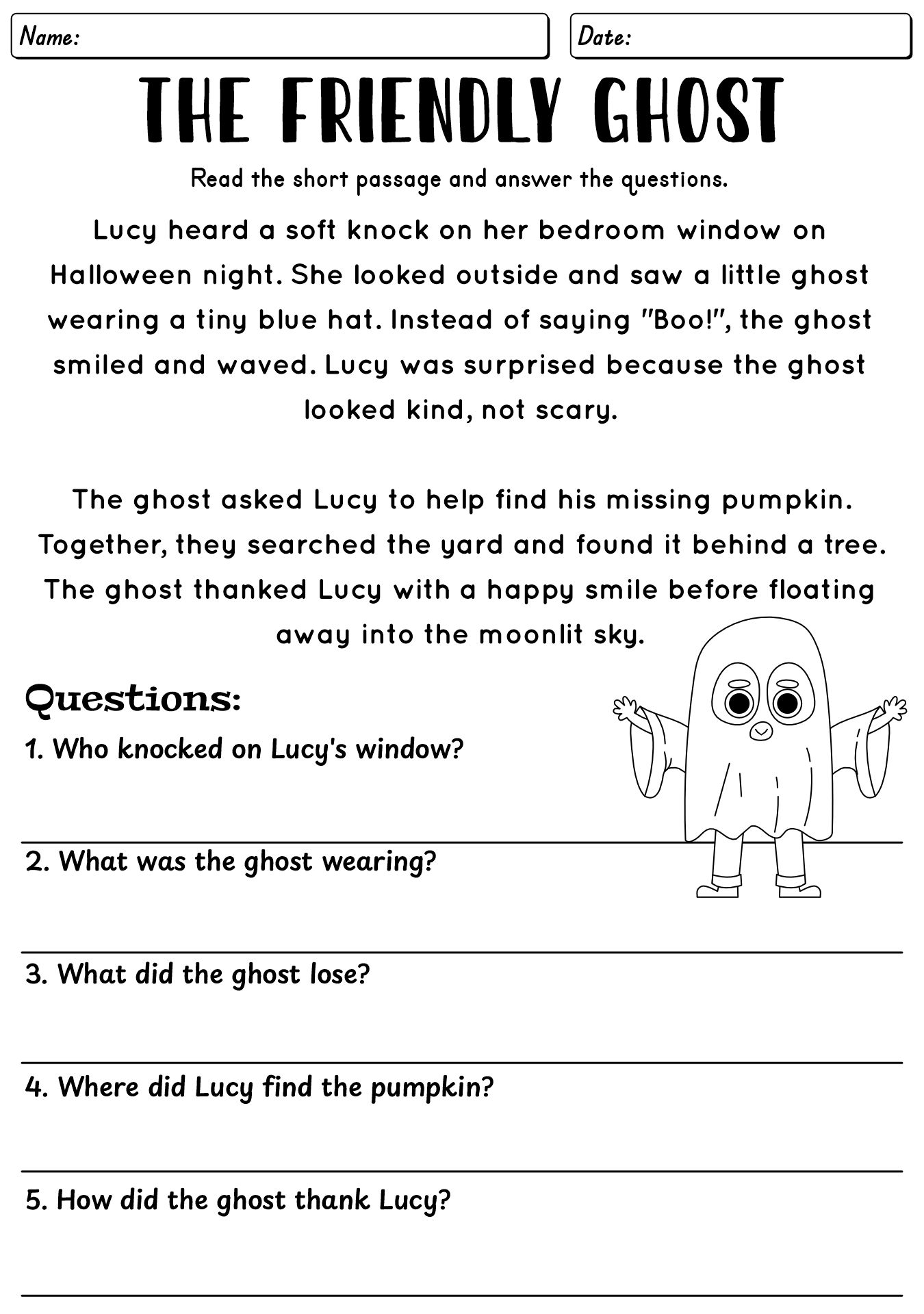 Halloween Reading Comprehension Worksheets