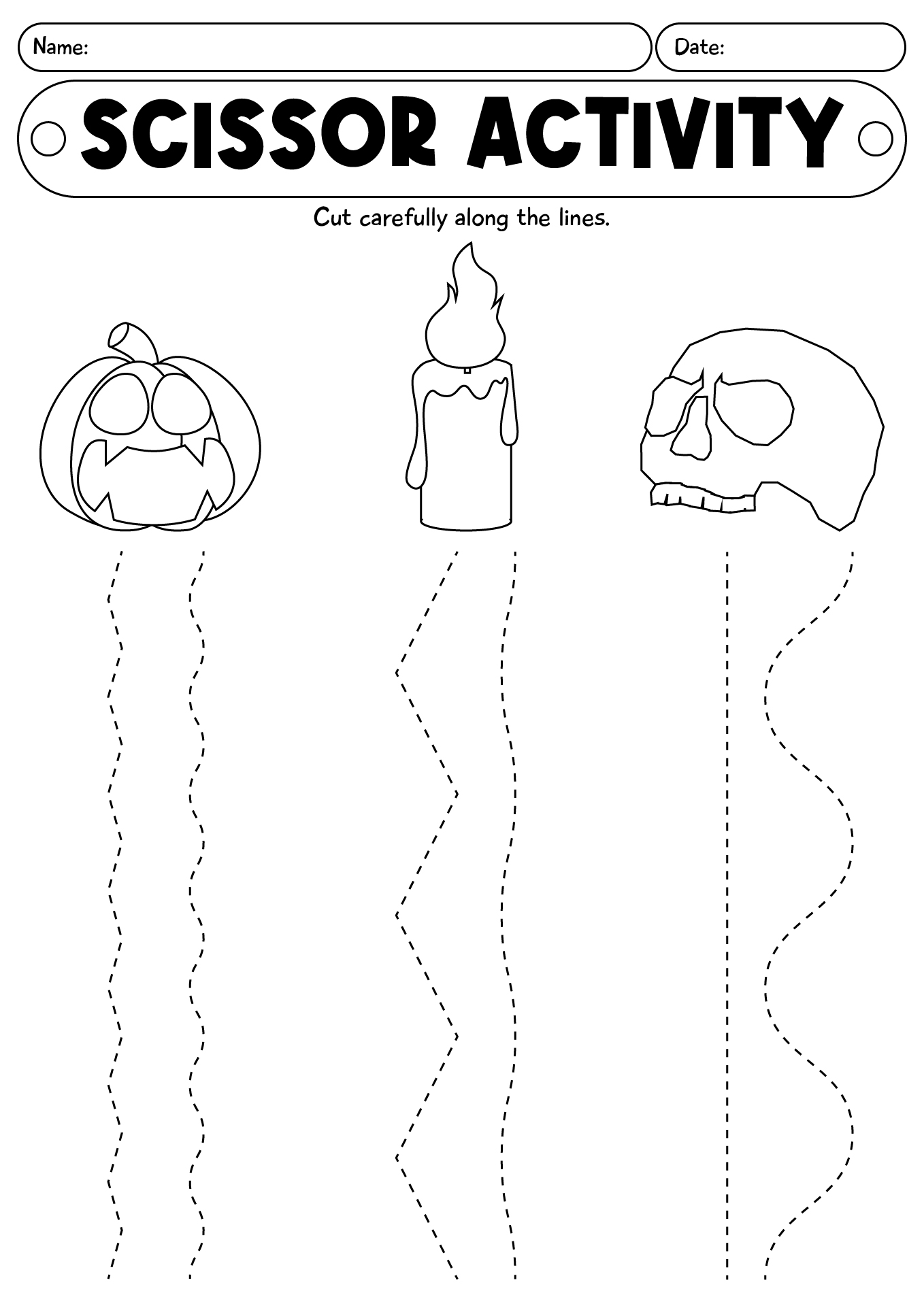 Halloween Scissor Activity Worksheet