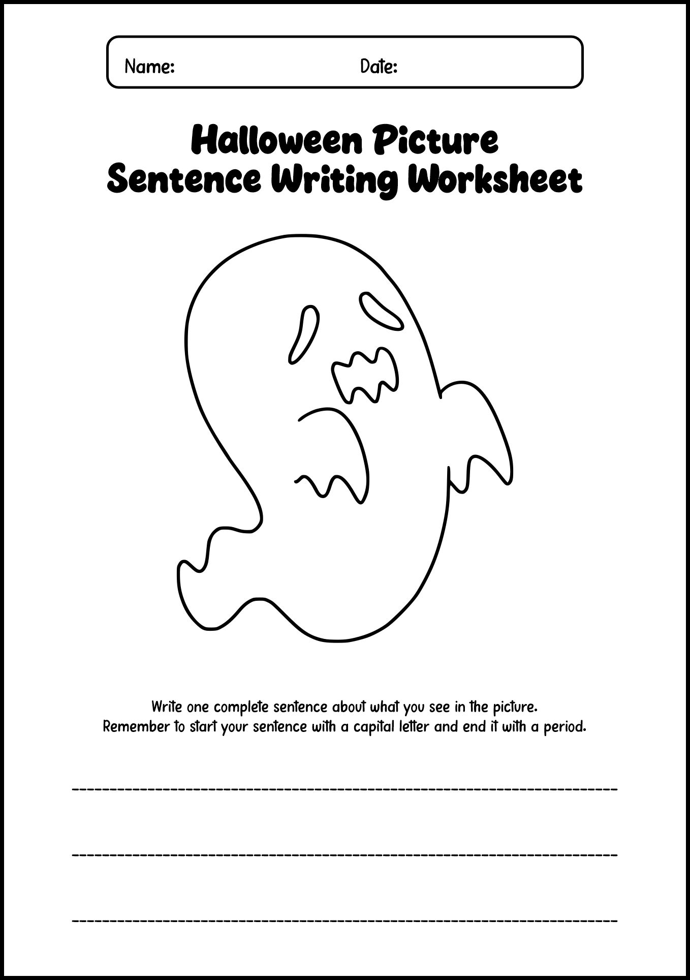 Halloween Sentence Writing Worksheets