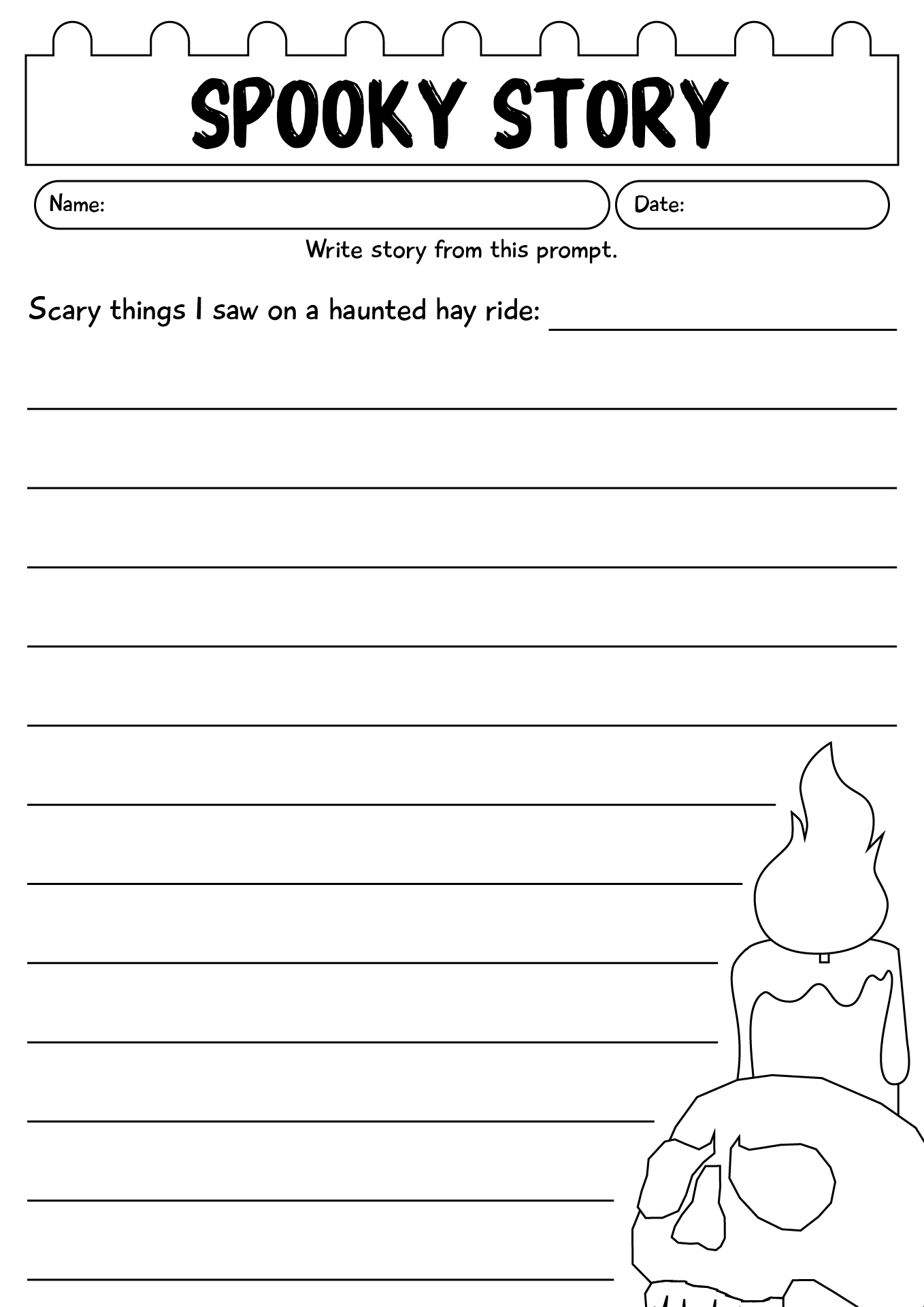 Halloween Spooky Story Worksheet For Kids