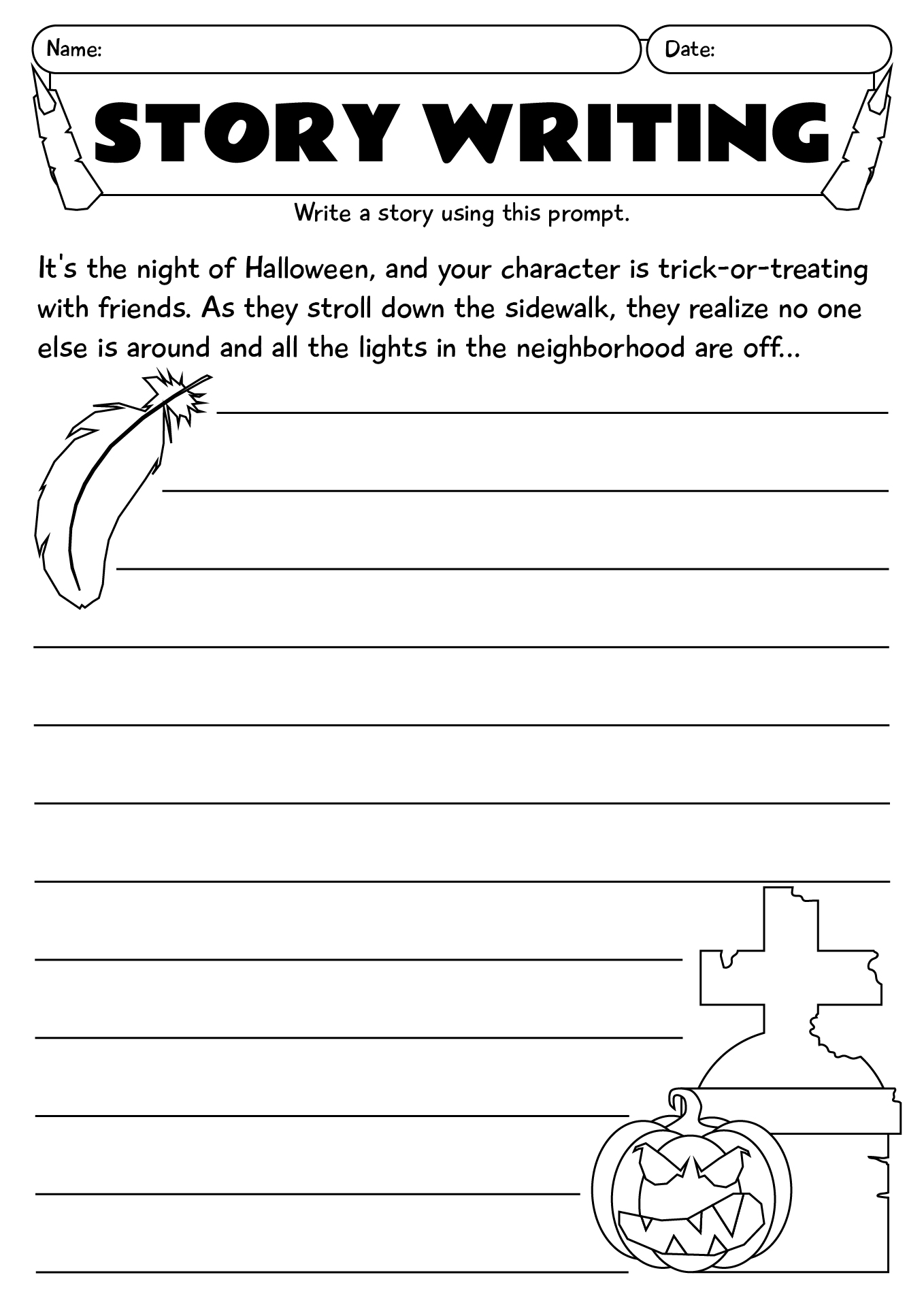 Halloween Story Writing Worksheet
