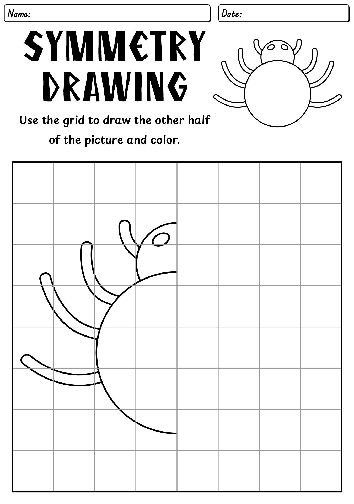 Halloween Symmetry Drawing Worksheets