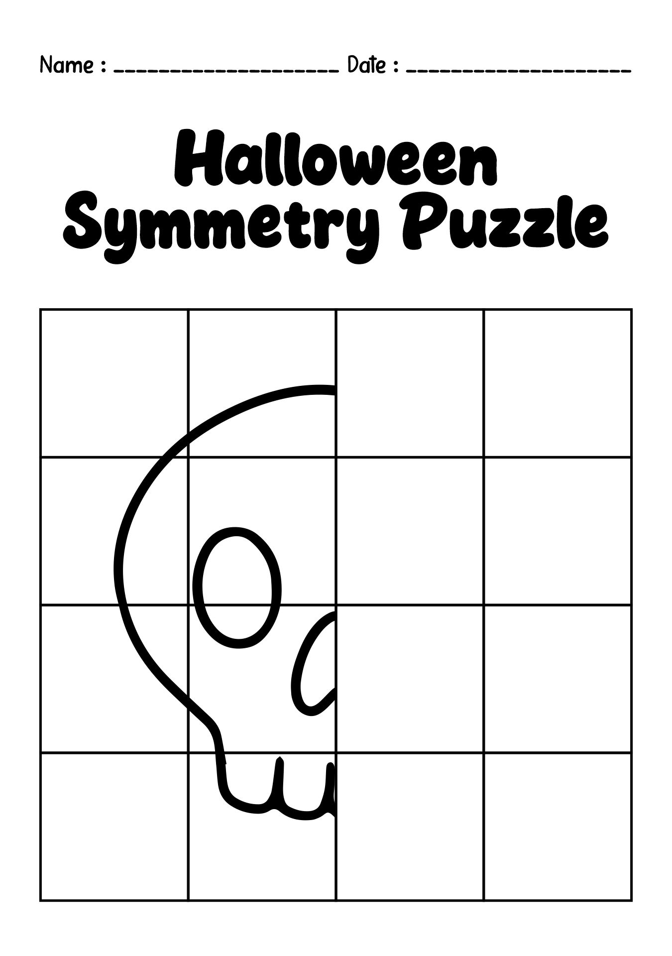 Halloween Symmetry Puzzles for Kids