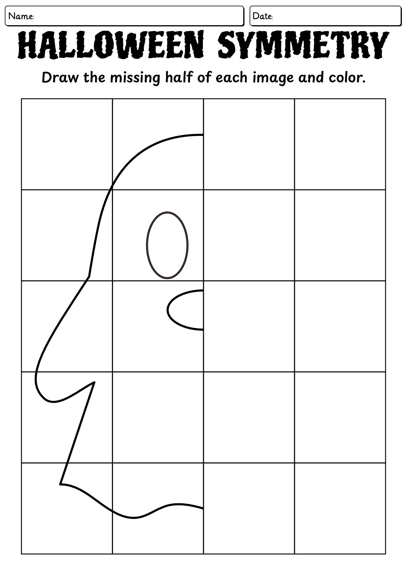 Halloween Symmetry Worksheets for Kids