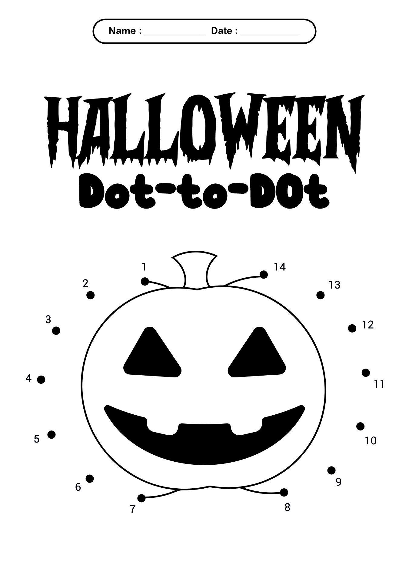 Halloween Themed Dot to Dot Puzzles for Children