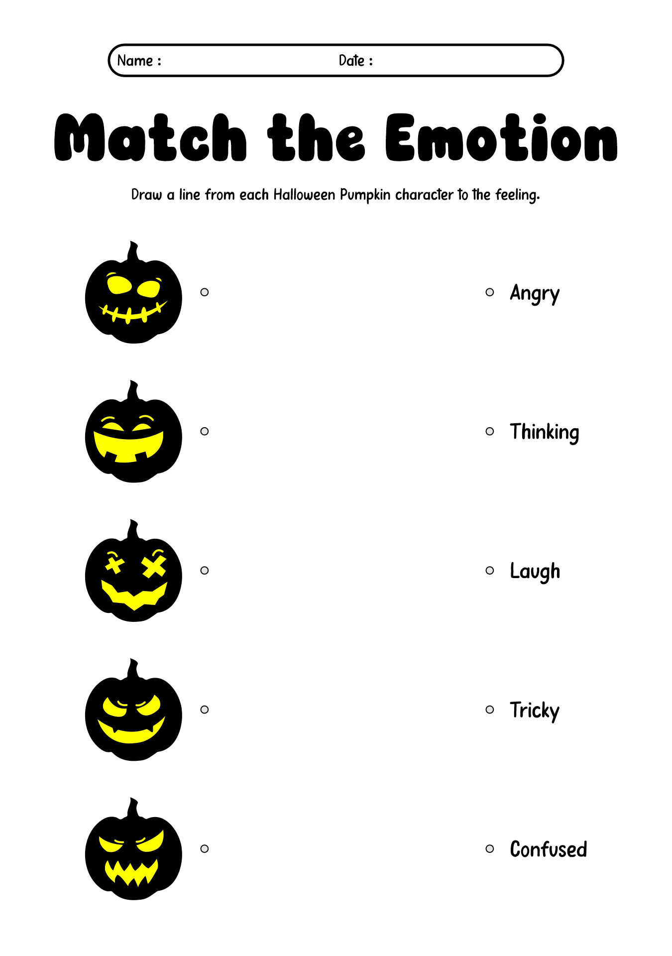 Halloween-Themed Emotional Awareness Sheet