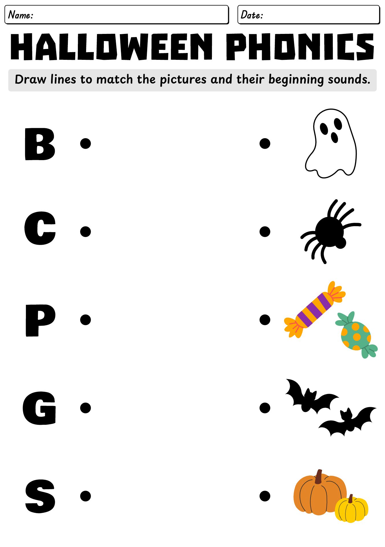 Halloween-themed Phonics Worksheets for First Grade