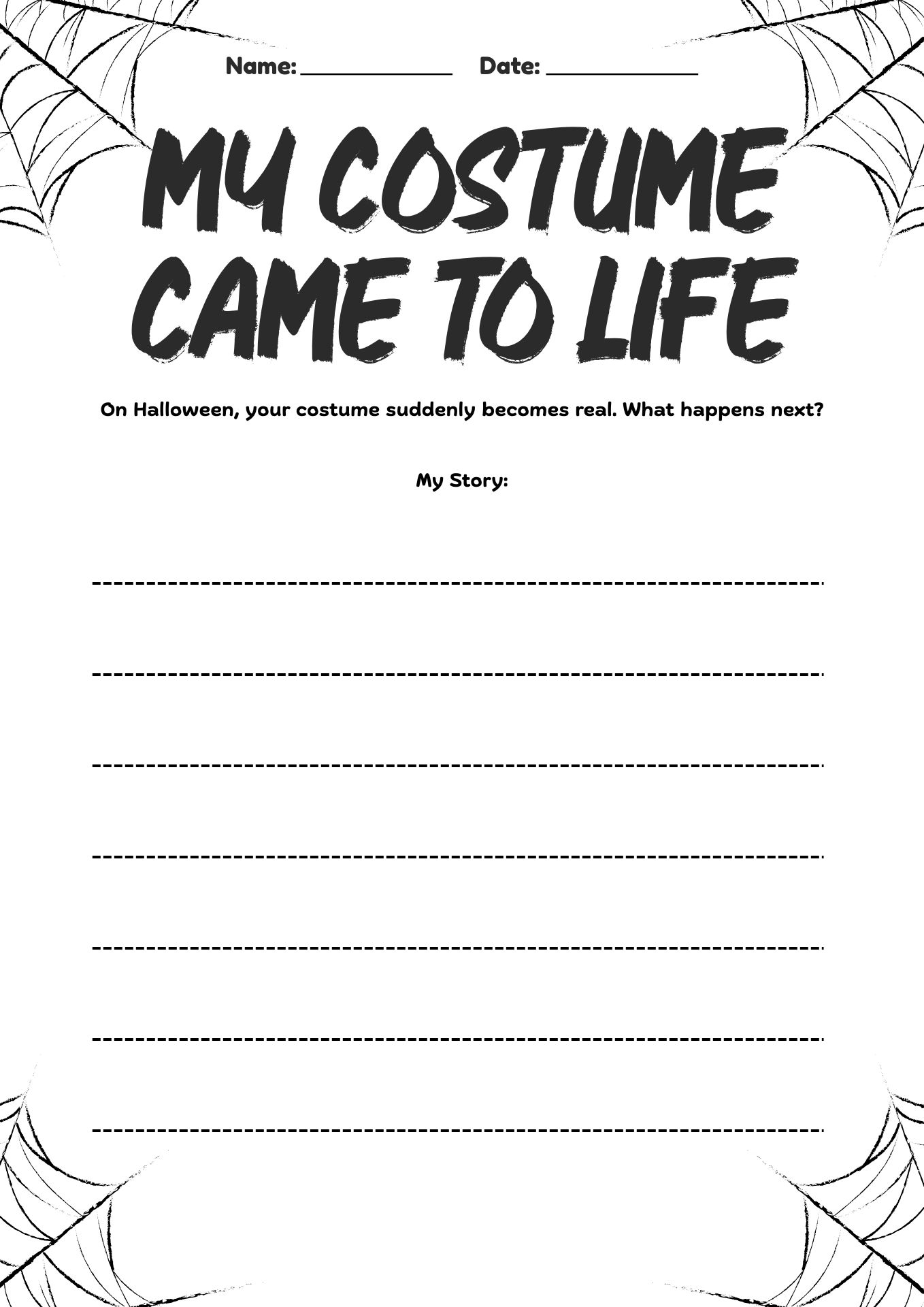 Halloween Themed Writing Prompt Worksheets for 3rd Grade
