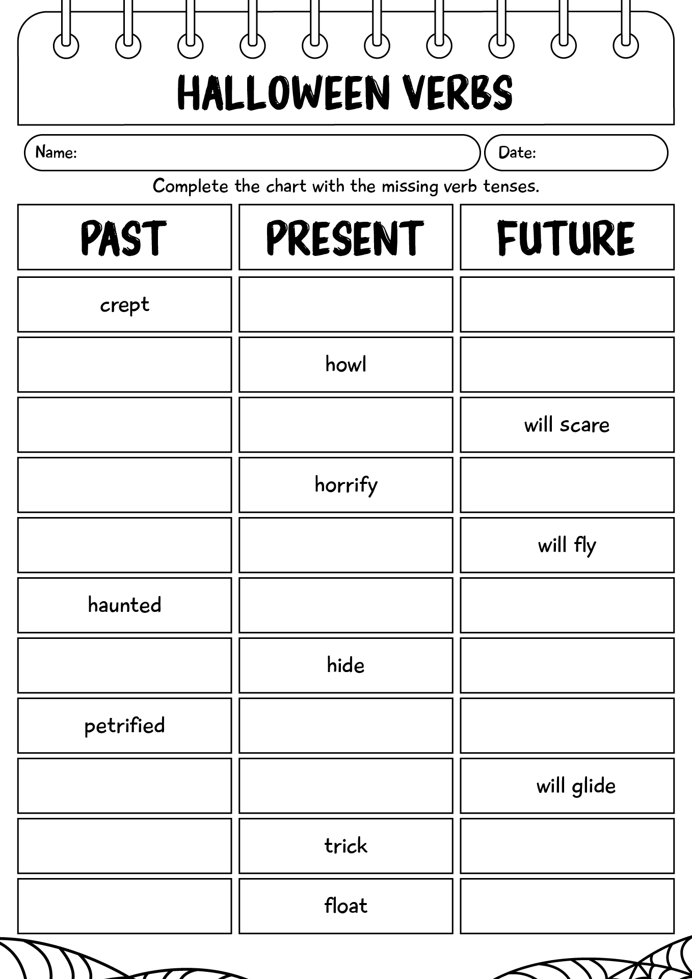 Halloween Verbs Worksheet For 2nd Grade