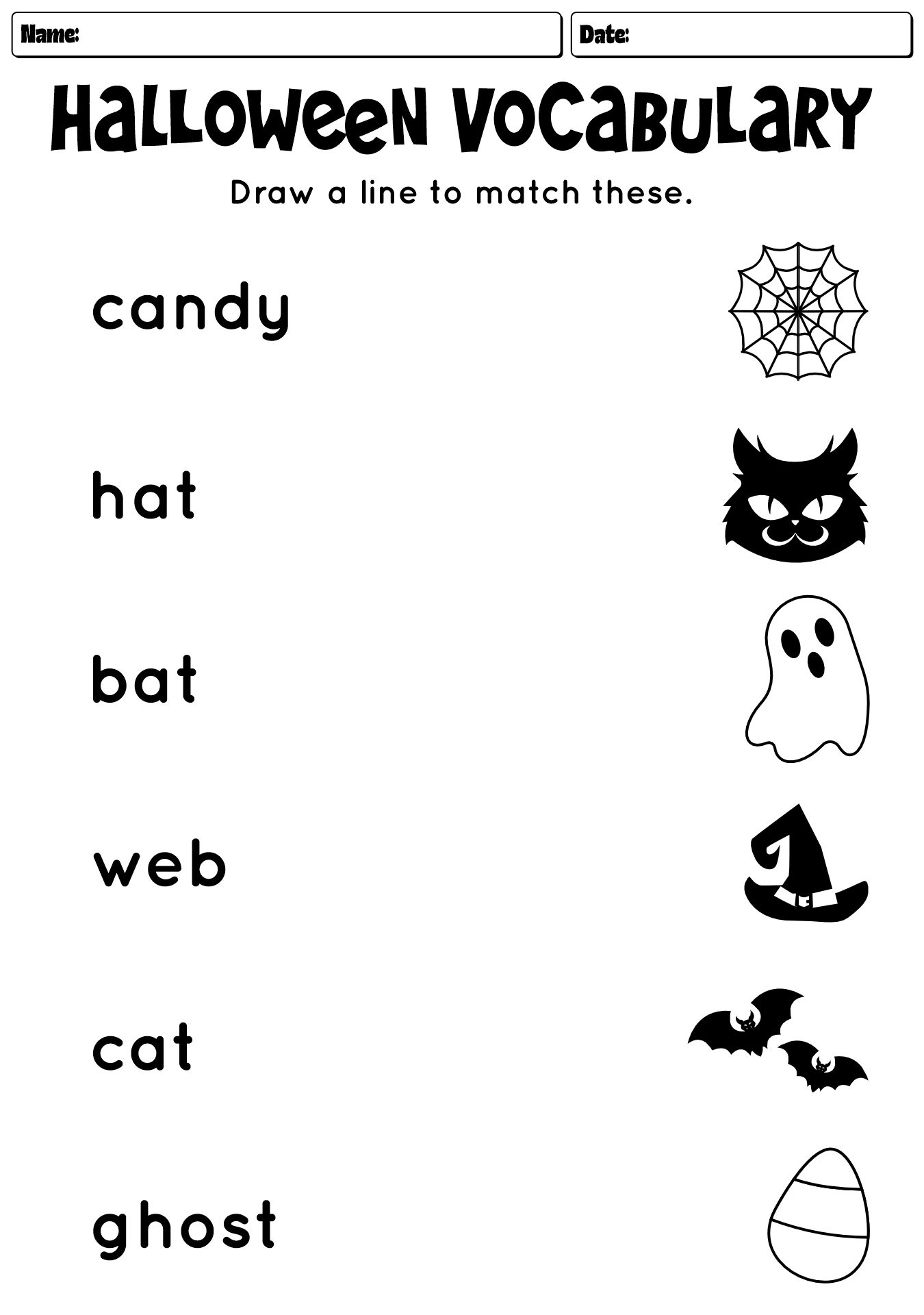 Halloween Vocabulary Building Worksheets