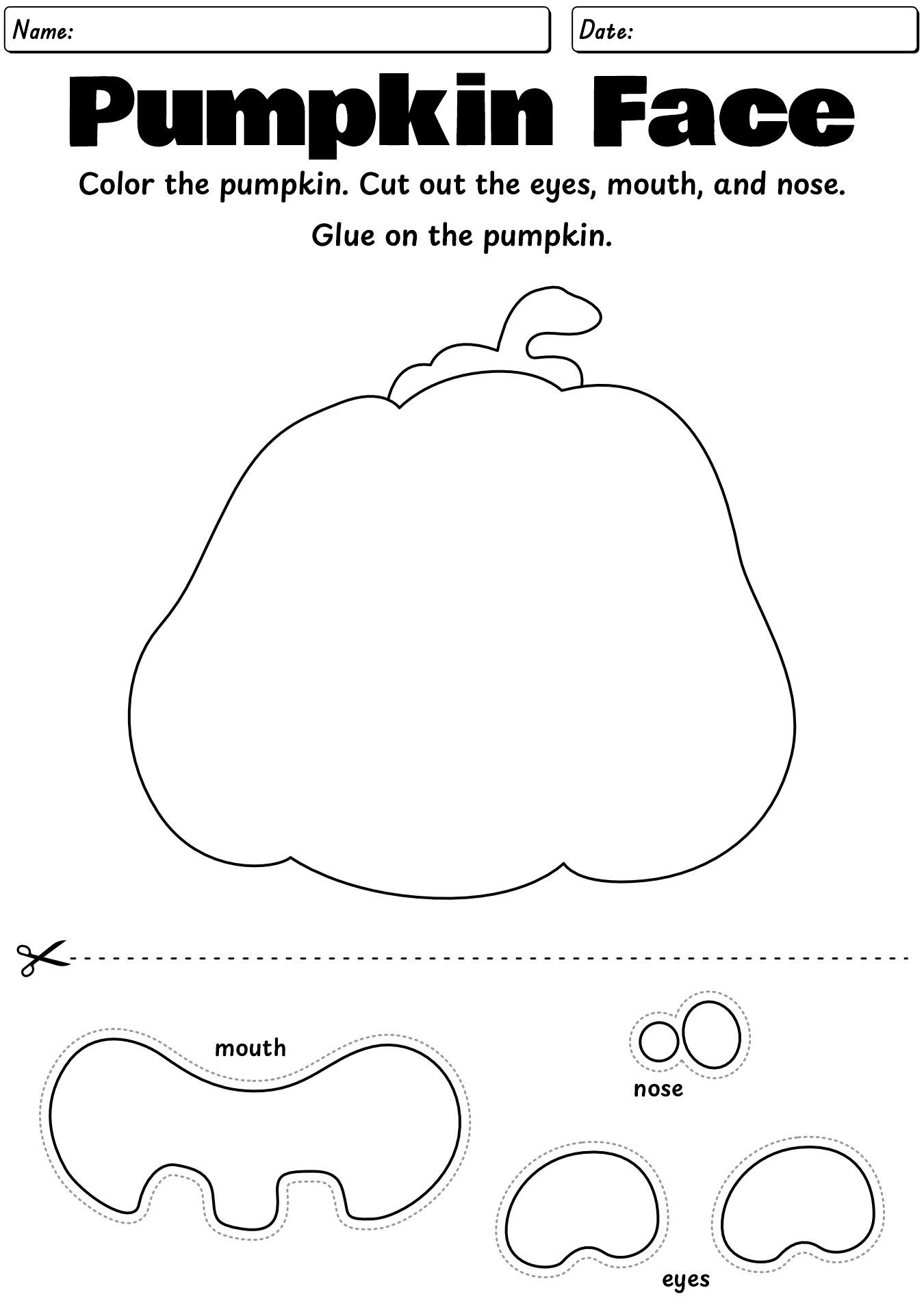 Halloween Worksheet Pumpkin Cut And Paste