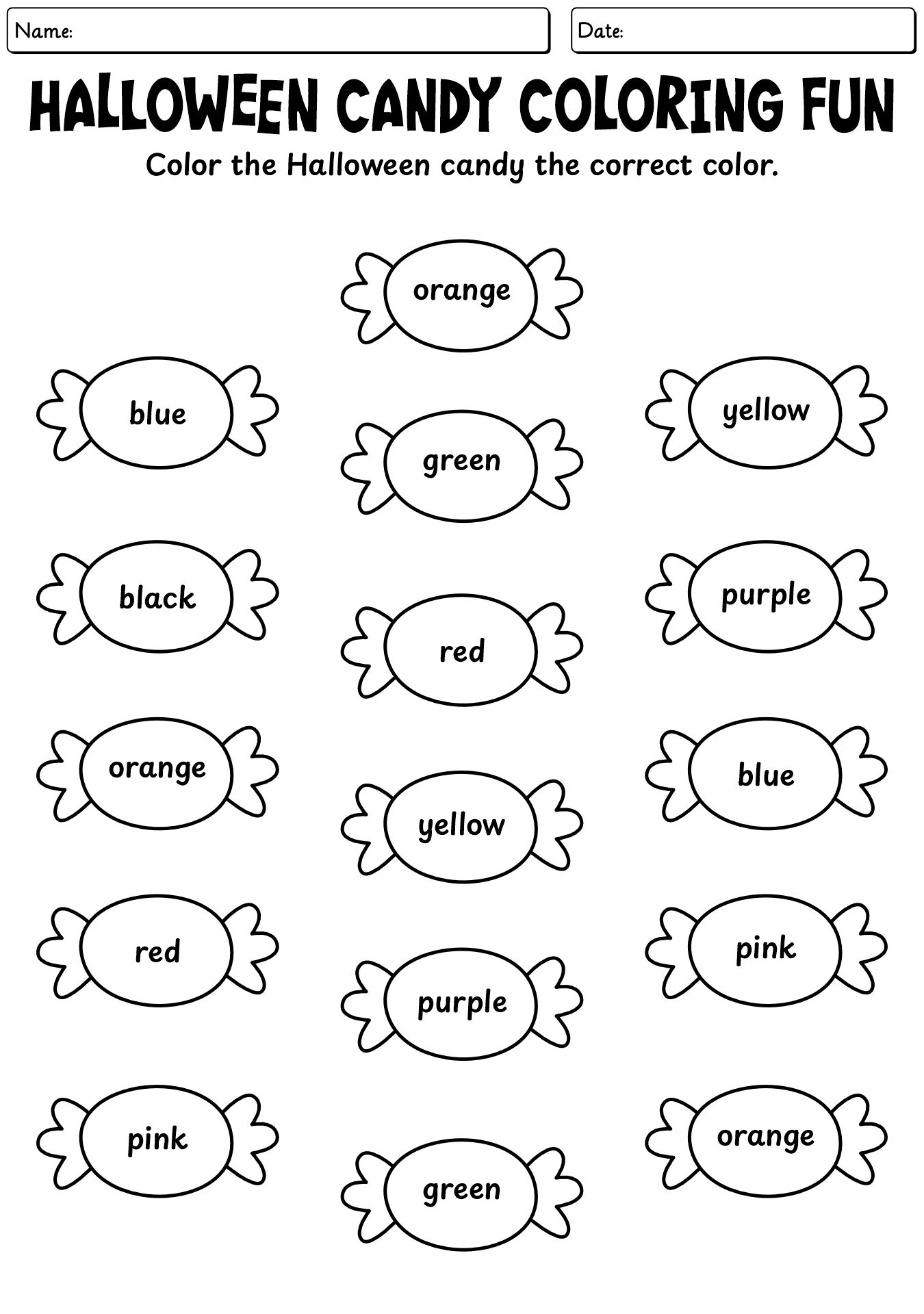 Halloween Worksheets For Kindergarten