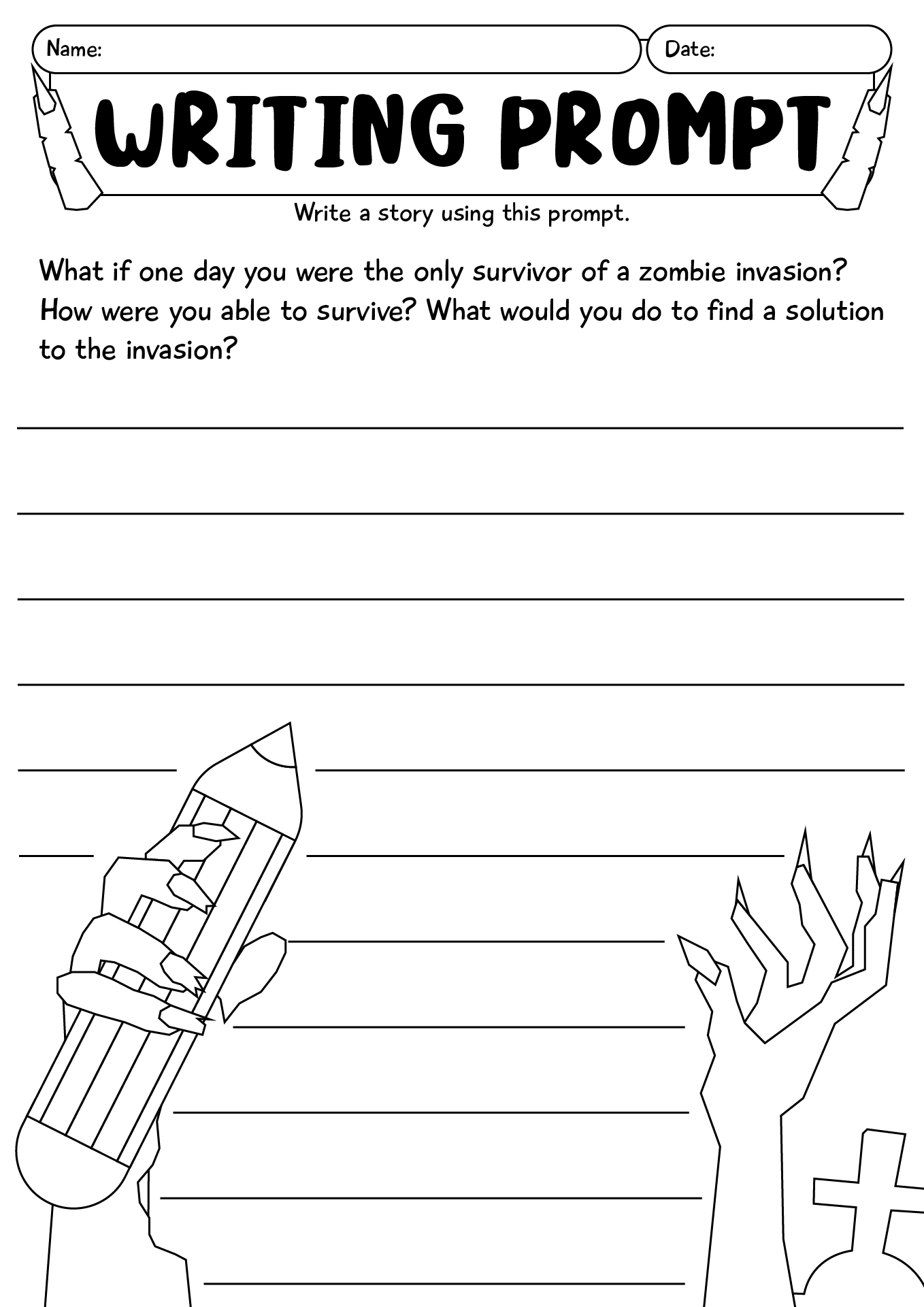 Halloween Writing Prompts Worksheet For 4th Grade