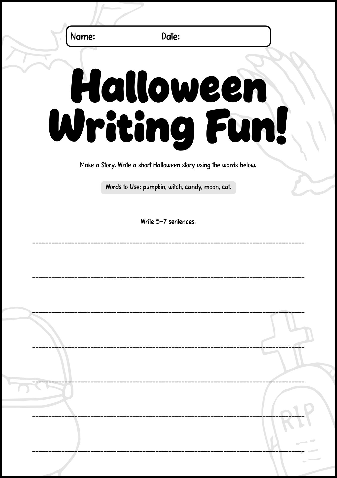 Halloween Writing Worksheets for 2nd Grade