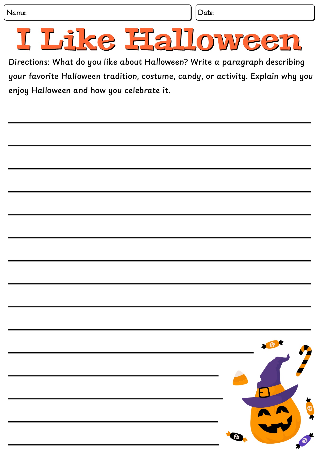 I Like Halloween Writing Worksheet